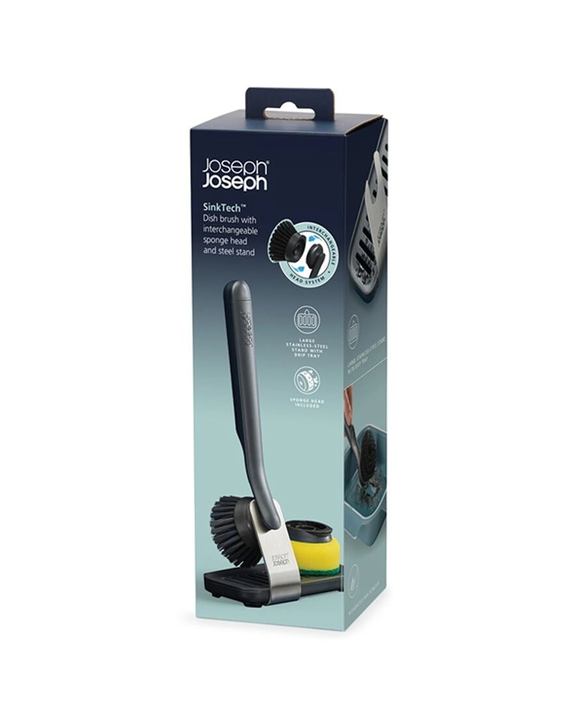 2 Joseph Joseph SinkTech Kitchen Dish Brush With 2 Heads Large Stand Graphite - Grey, 2 of 7