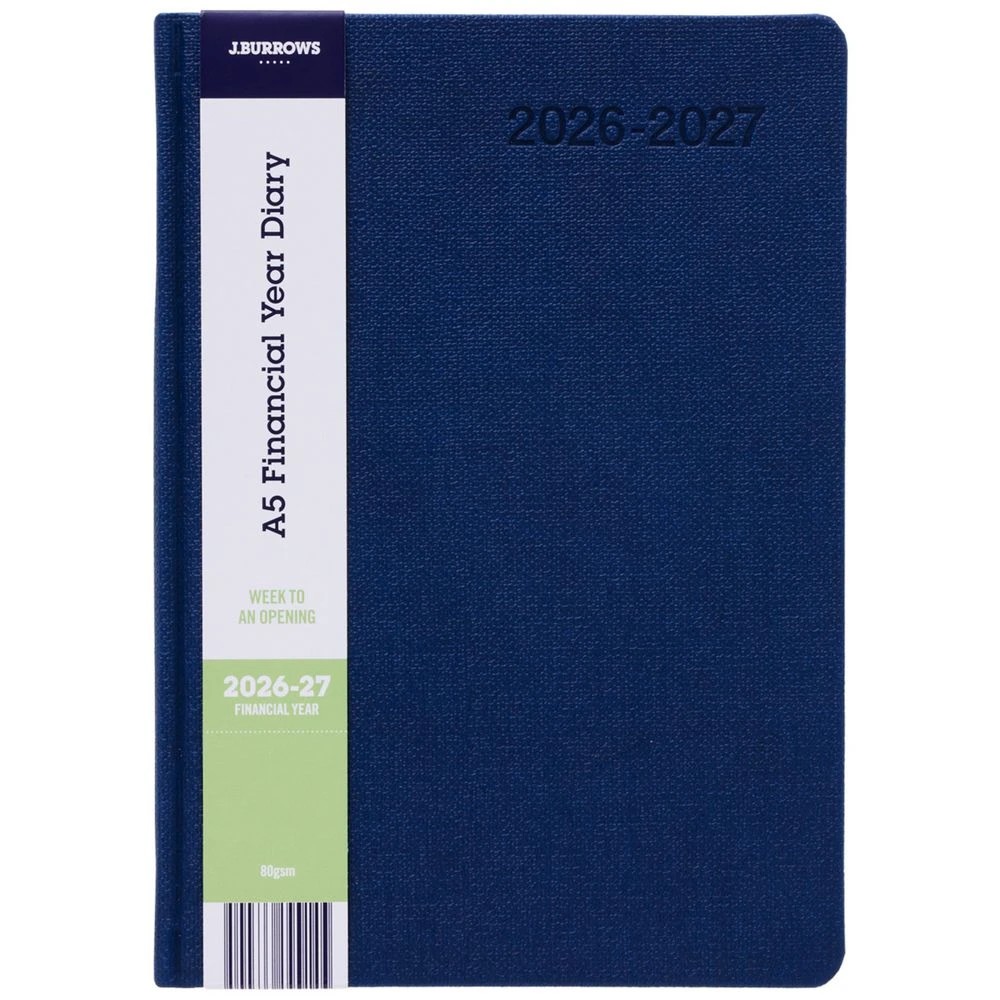 1 J.Burrows A5 Week to View Textured FY26/27 Diary Navy, 1 of 6