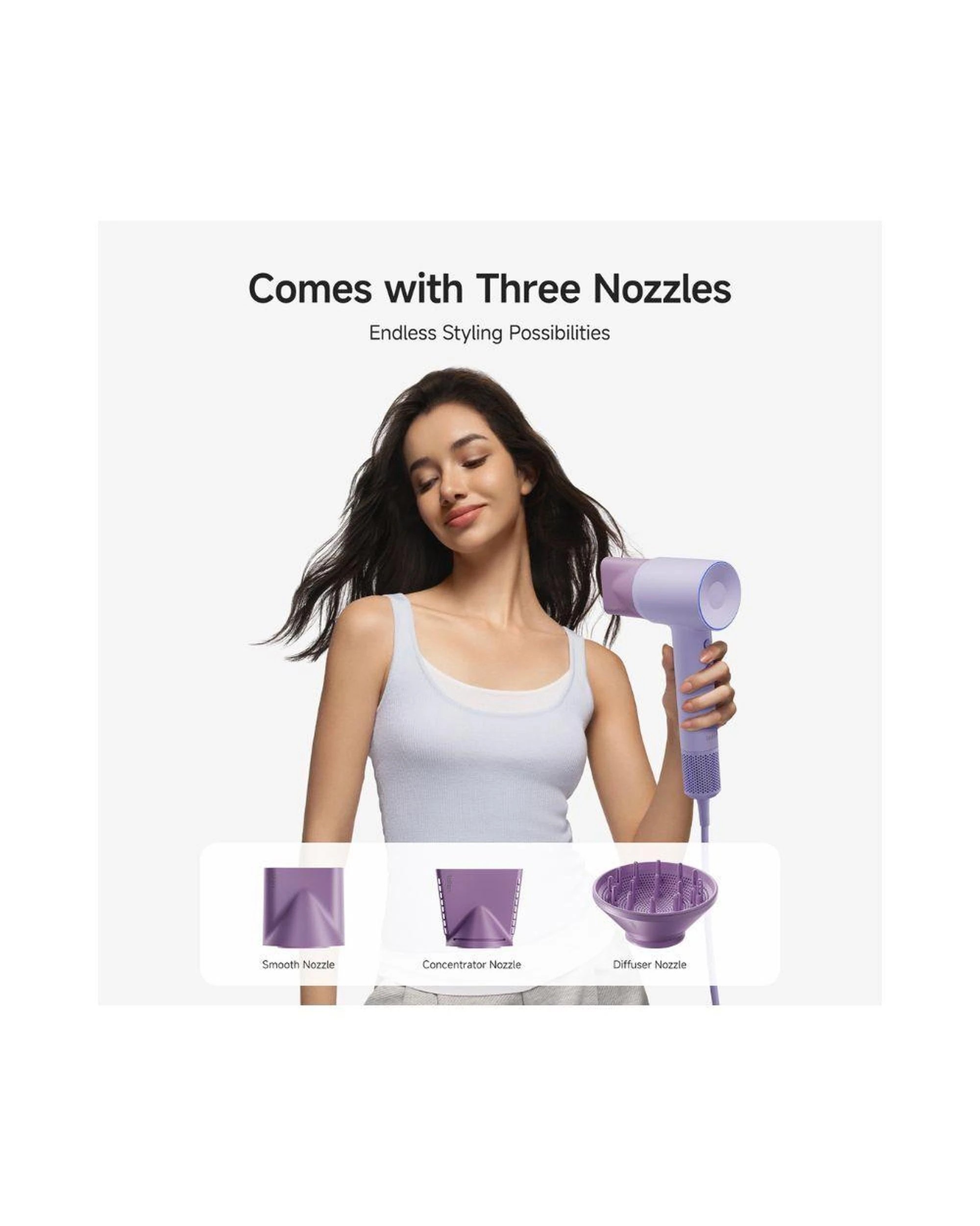 7 Laifen SE2 Hair Dryer Purple High Speed Quiet 10 Settings 200M Ions Child Mode Nozzles 25m Cable, 7 of 10