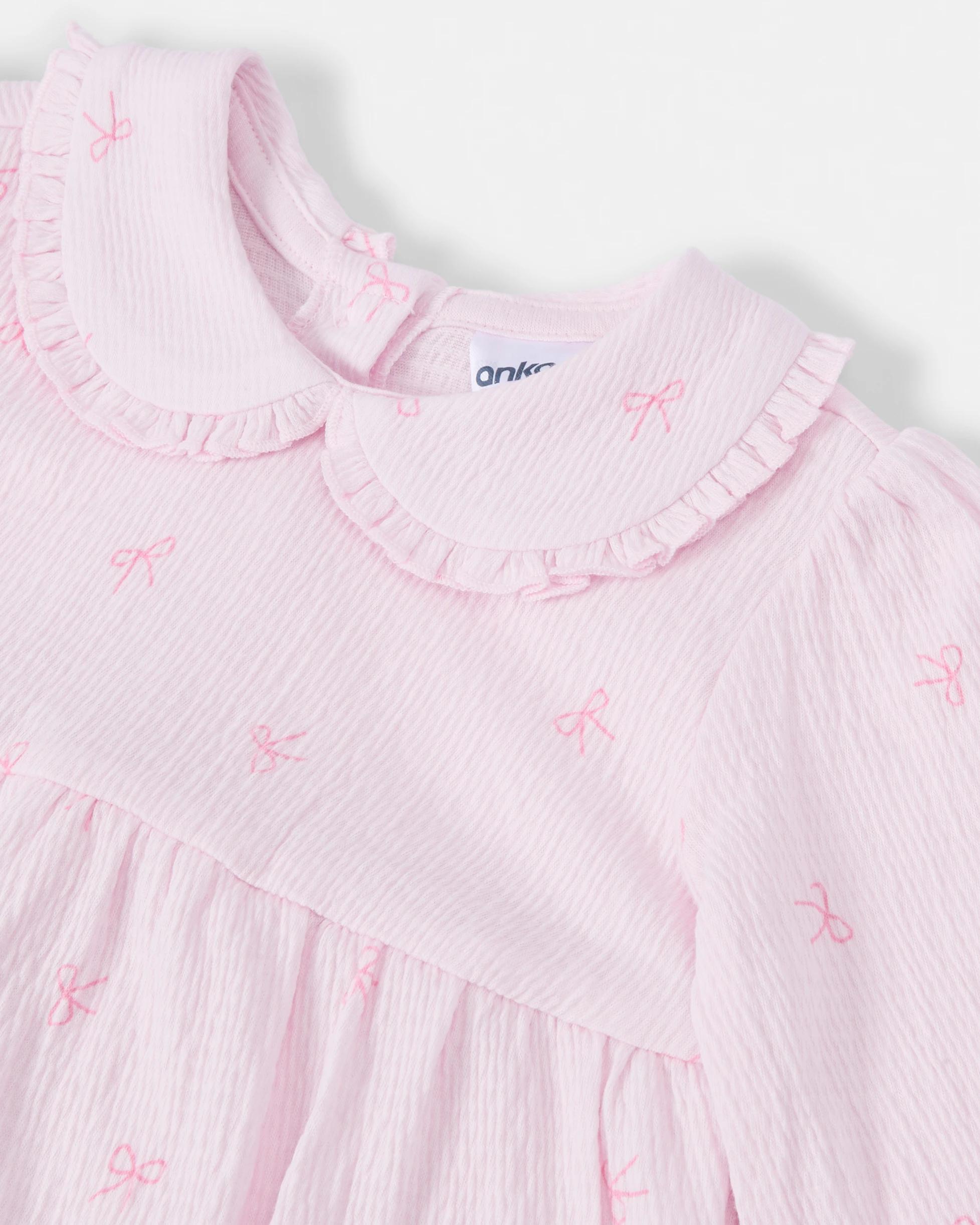 3 Long Sleeve Crinkle Bodysuit Dress Dtsy Bow, 3 of 4