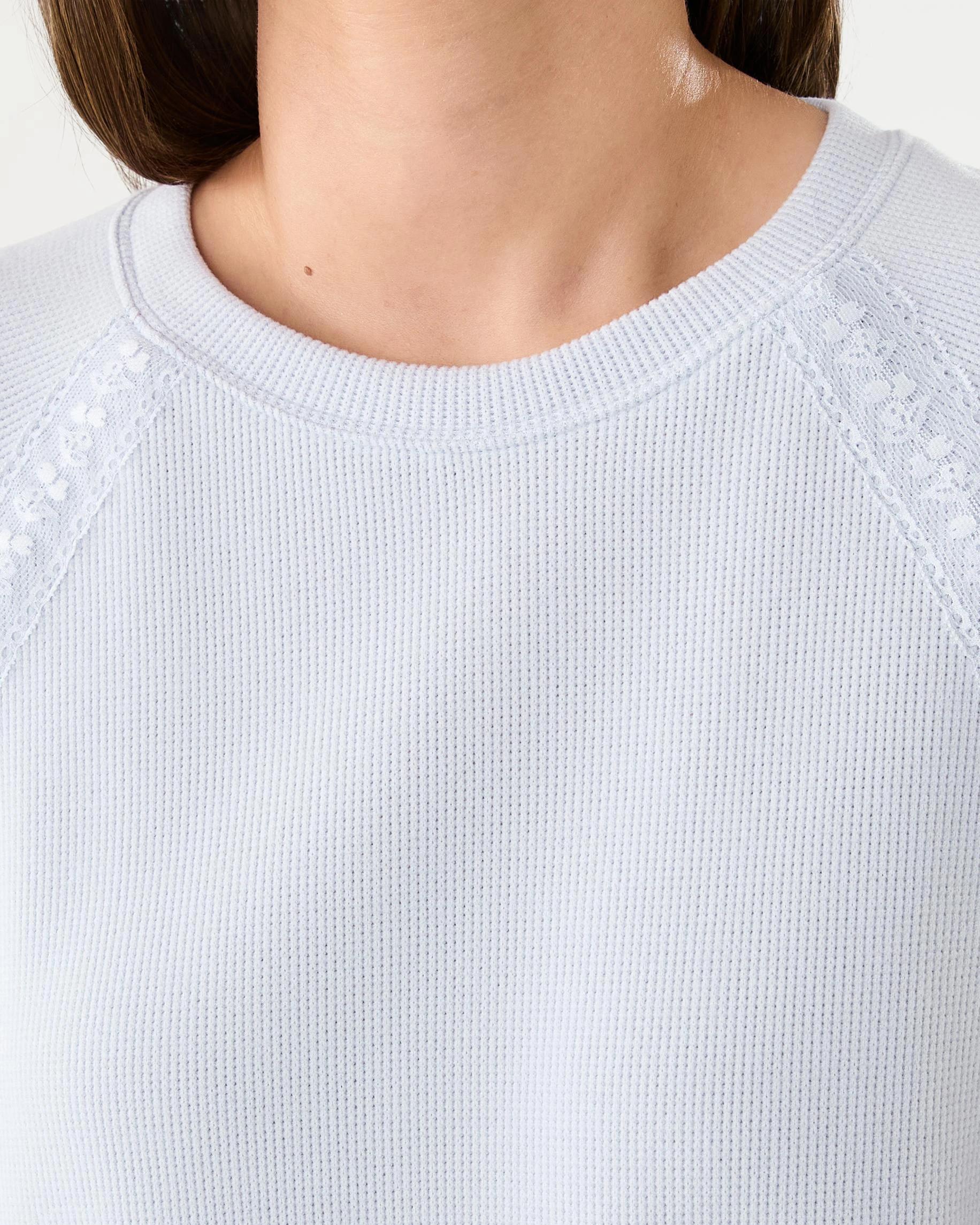 6 Long Sleeve Waffle Lace Lounge Top Halo Blue, 6 of 7