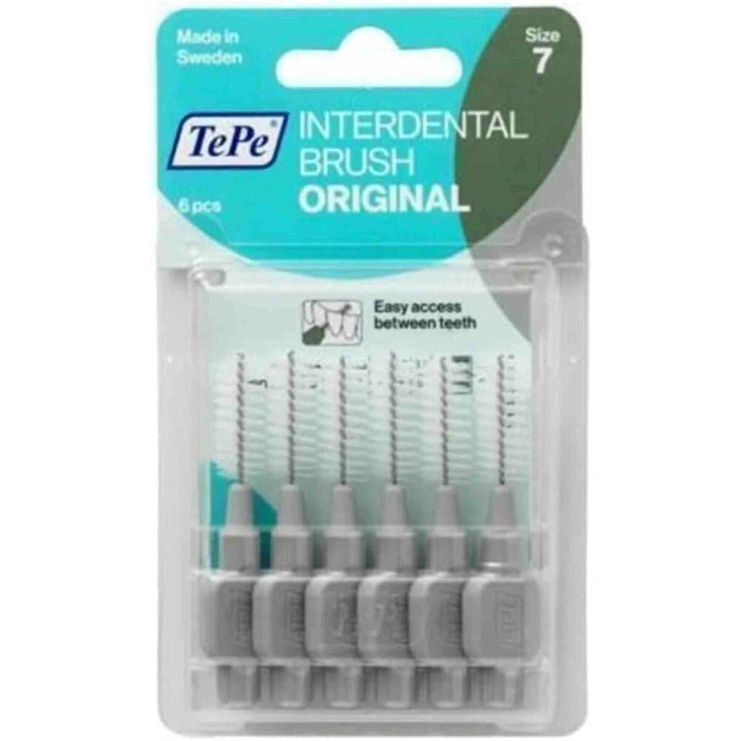 1 TePe Original Grey Interdental Brushes Size 7 (1.3mm) 6 Pack, 1 of 3