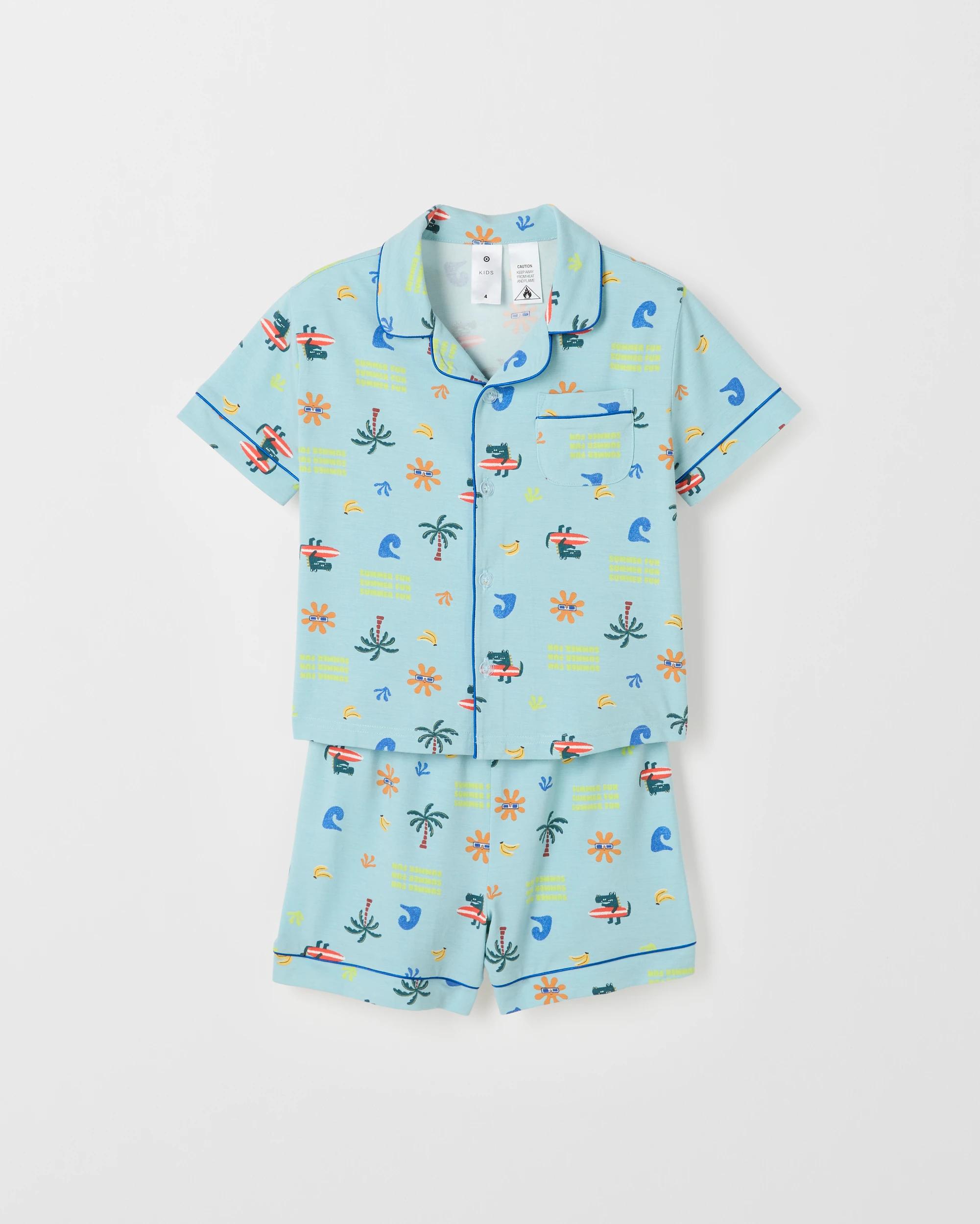 1 Target Kids Younger Boys Bamboo Rich Button Through Knit Pyjama Set SUMMER ICON, 1 of 3