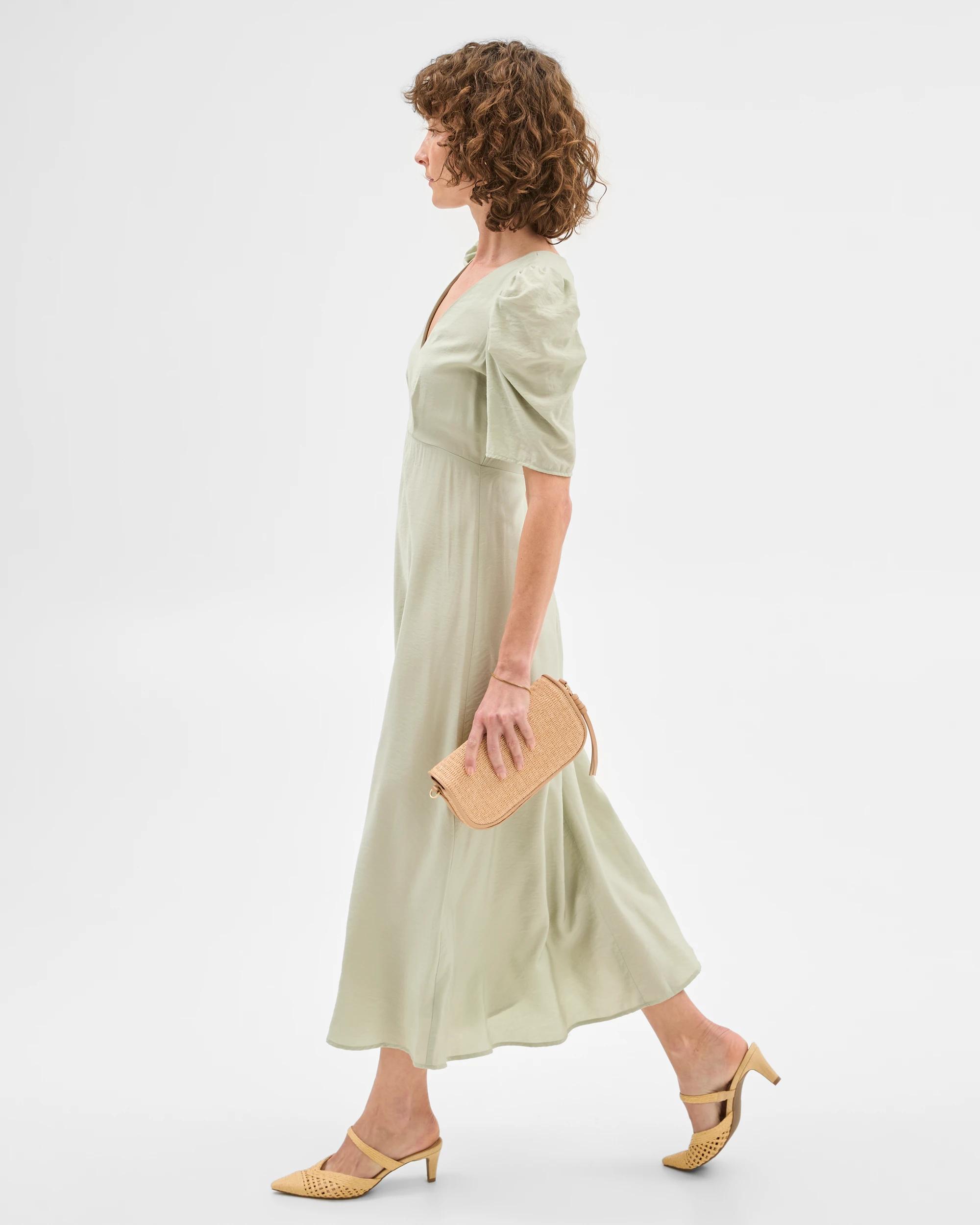 4 Puff Sleeve Dress - Preview DESERT SAGE, 4 of 6