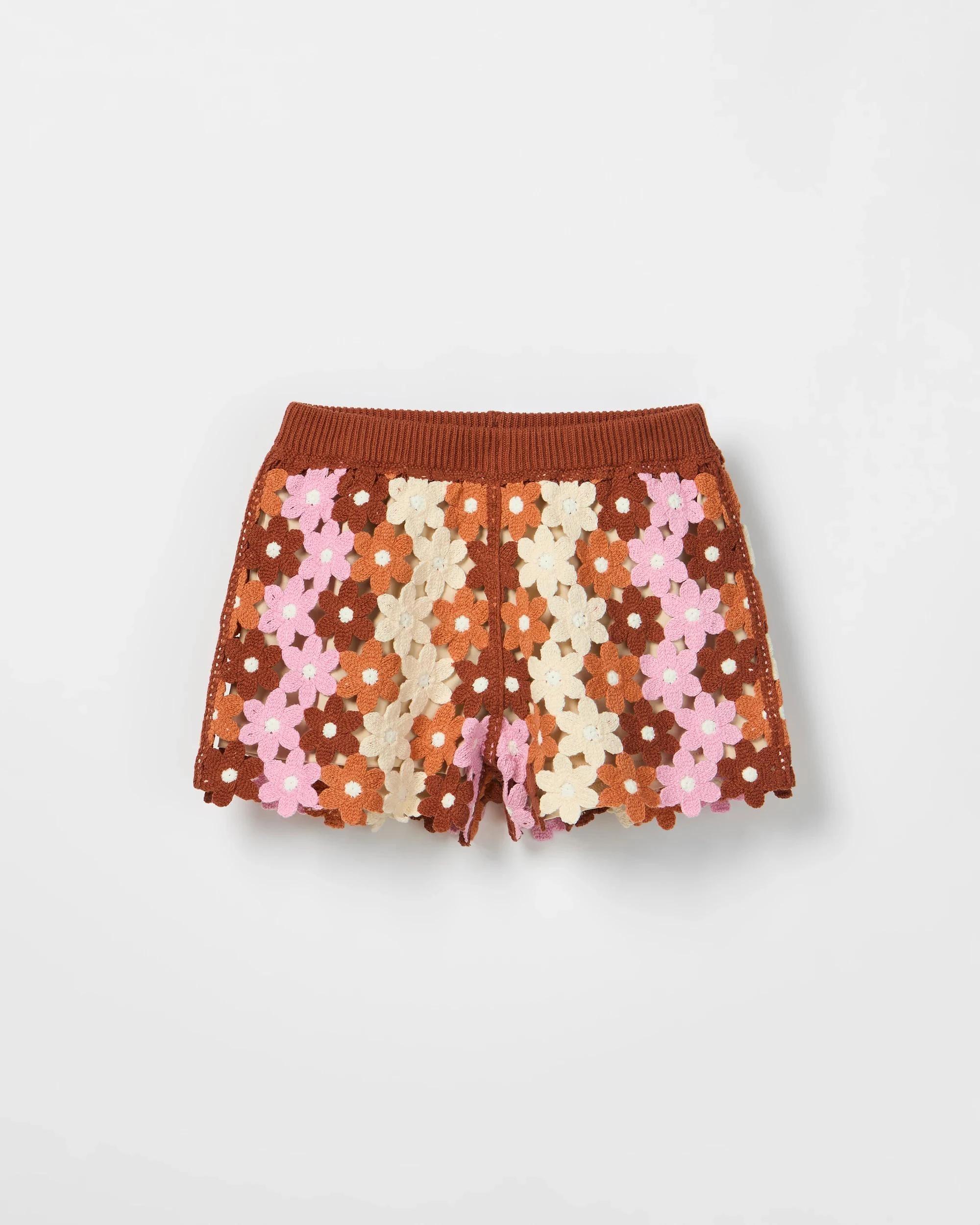 5 Target Crochet Flower Shorts RUST MULTI, 5 of 7