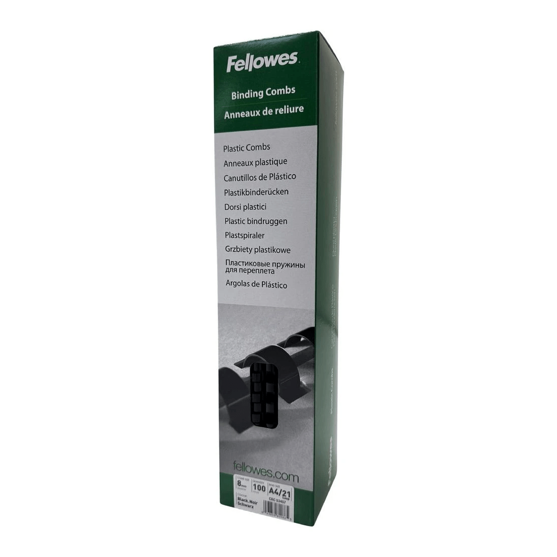 5 Fellowes Binding Combs 21 Loop 8mm Black 100 Pack, 5 of 5