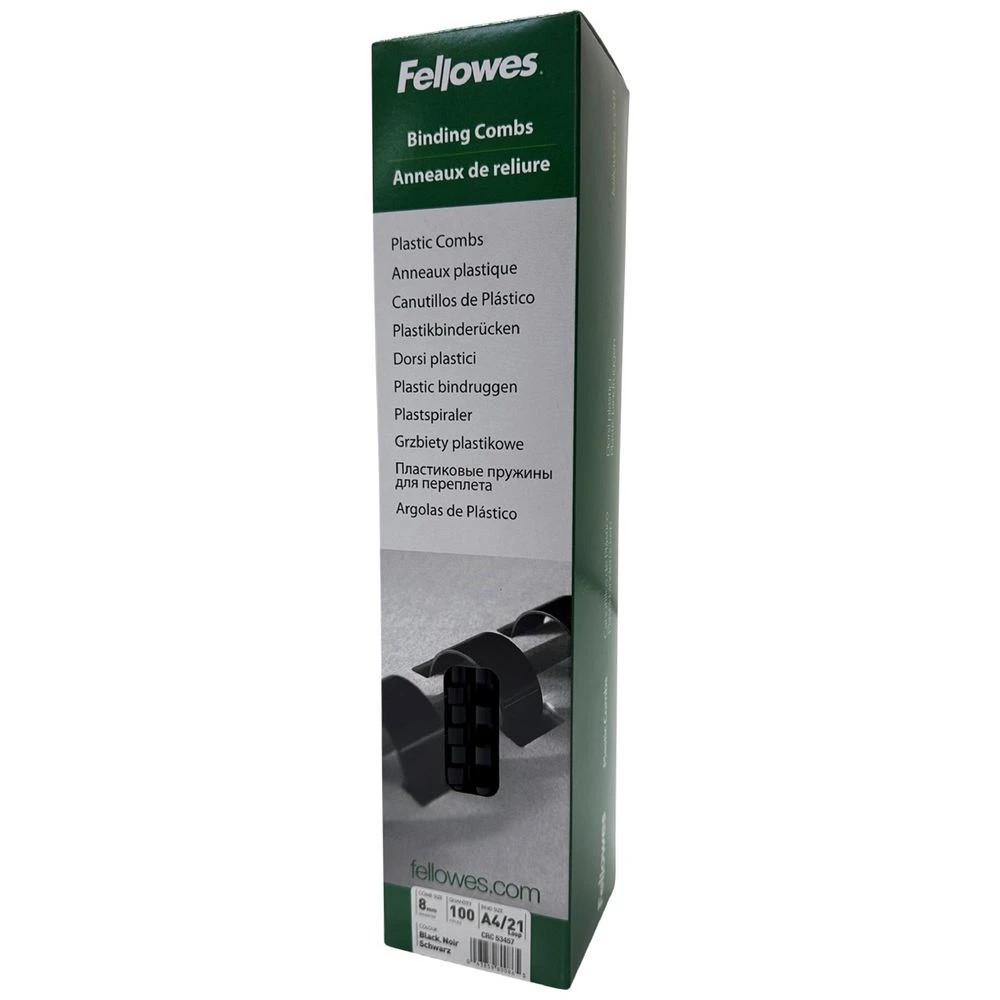 5 Fellowes Binding Combs 21 Loop 8mm Black 100 Pack, 5 of 5