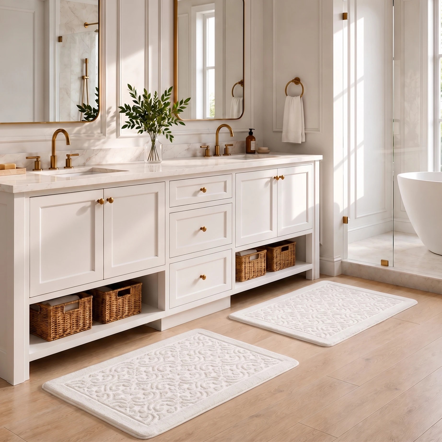3 La Grace Home Alice Cushioned Textured Memory Foam Bathmat - White, 3 of 5