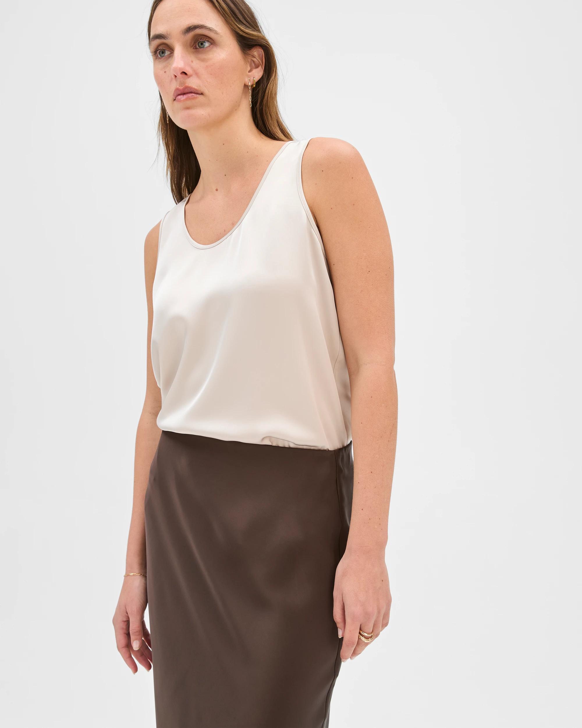6 Satin Bias Cut Midi Skirt - Preview COFFEE BEAN, 6 of 7