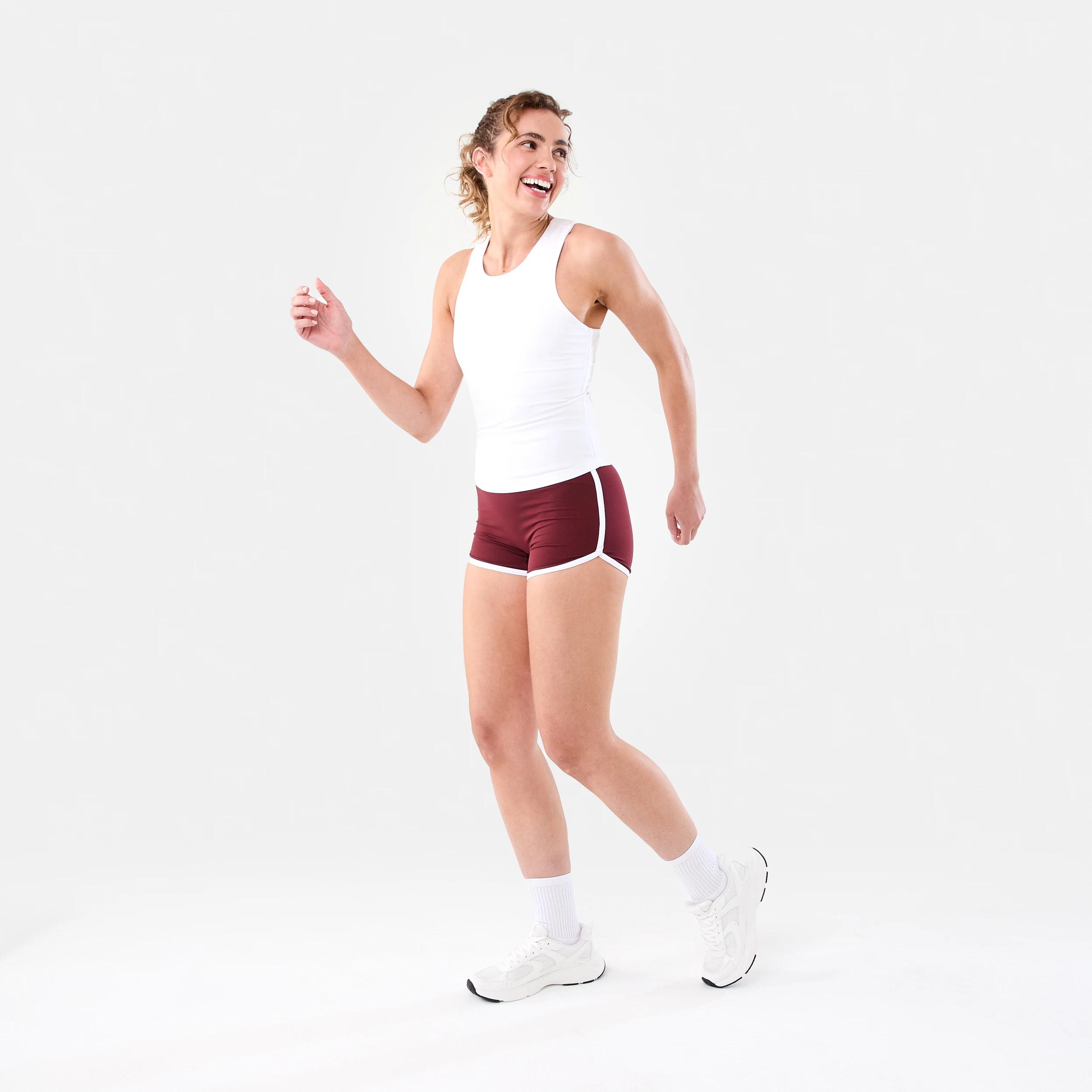 2 Active Womens Contrast Tipping Shorts BURGUNDY CHERRY, 2 of 6