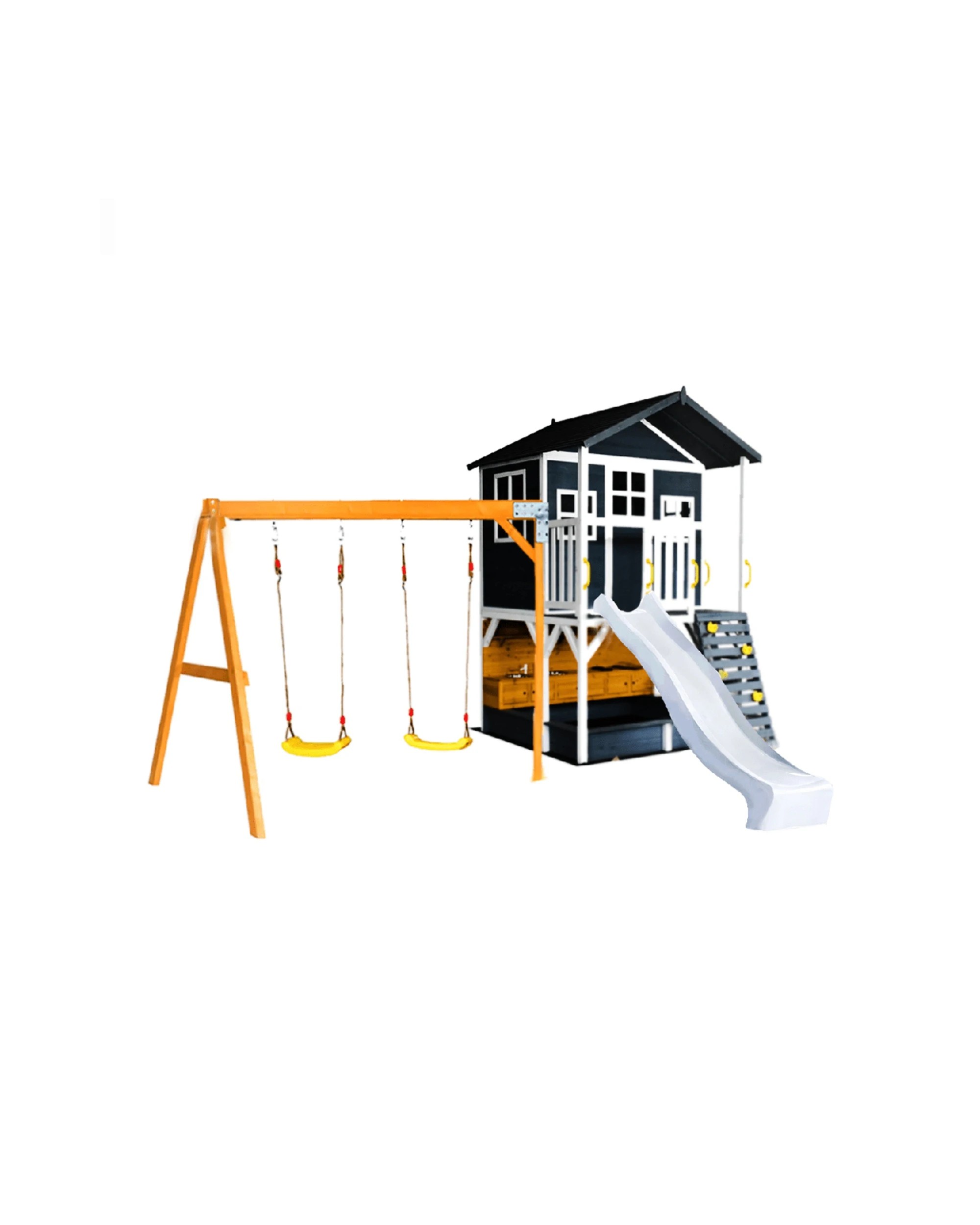 1 KIDZSHACK Caboodle Kids Cubby House With Mud Kitchen Swing Slide - White, 1 of 1