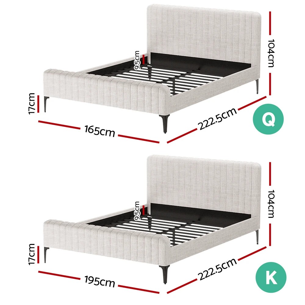 2 Artiss Bed Frame Queen Size  AMMY - Beige, 2 of 7