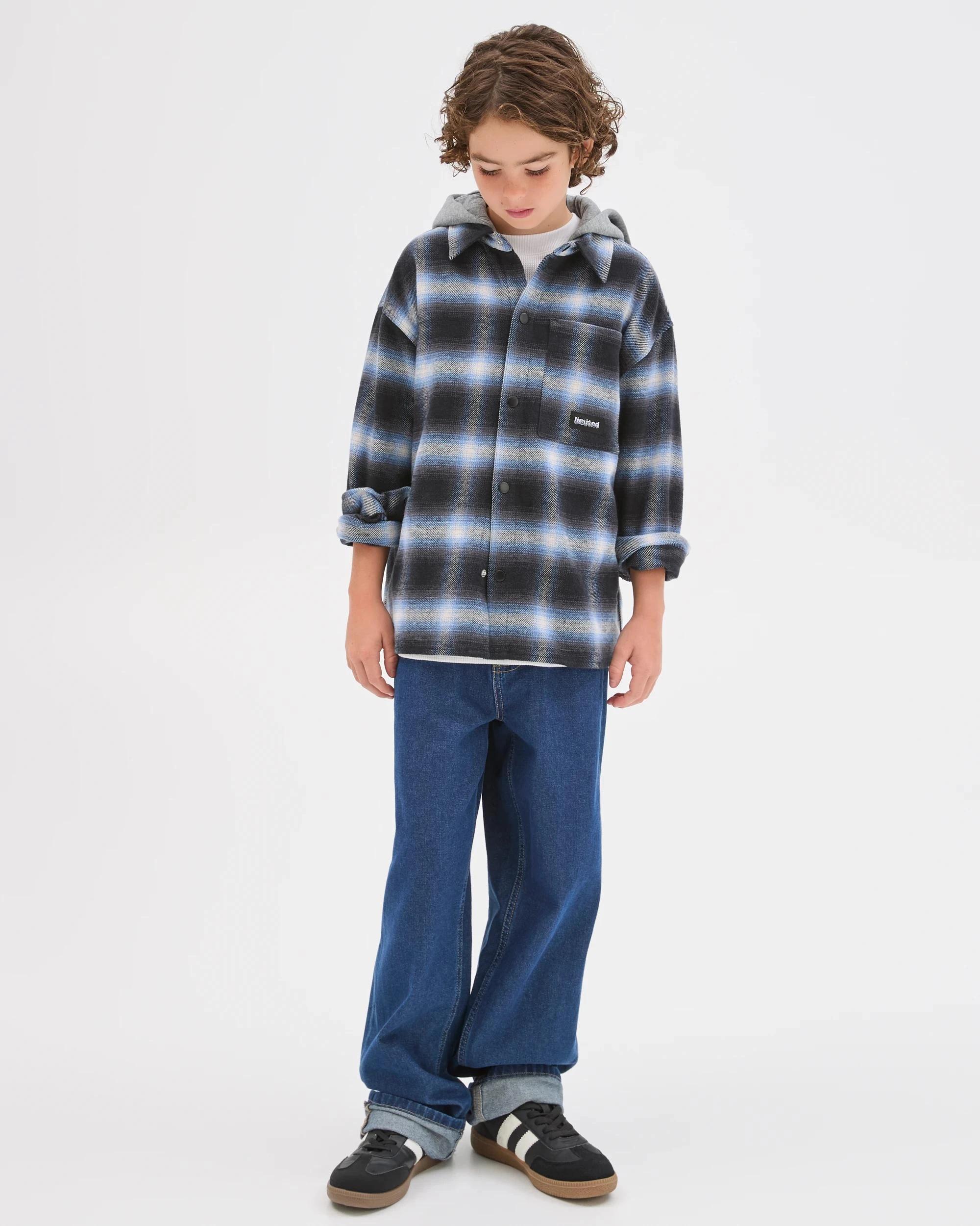 5 Target Kids Australian Cotton Heavy Flannelette Hooded Shirt BLUE CHECK, 5 of 8