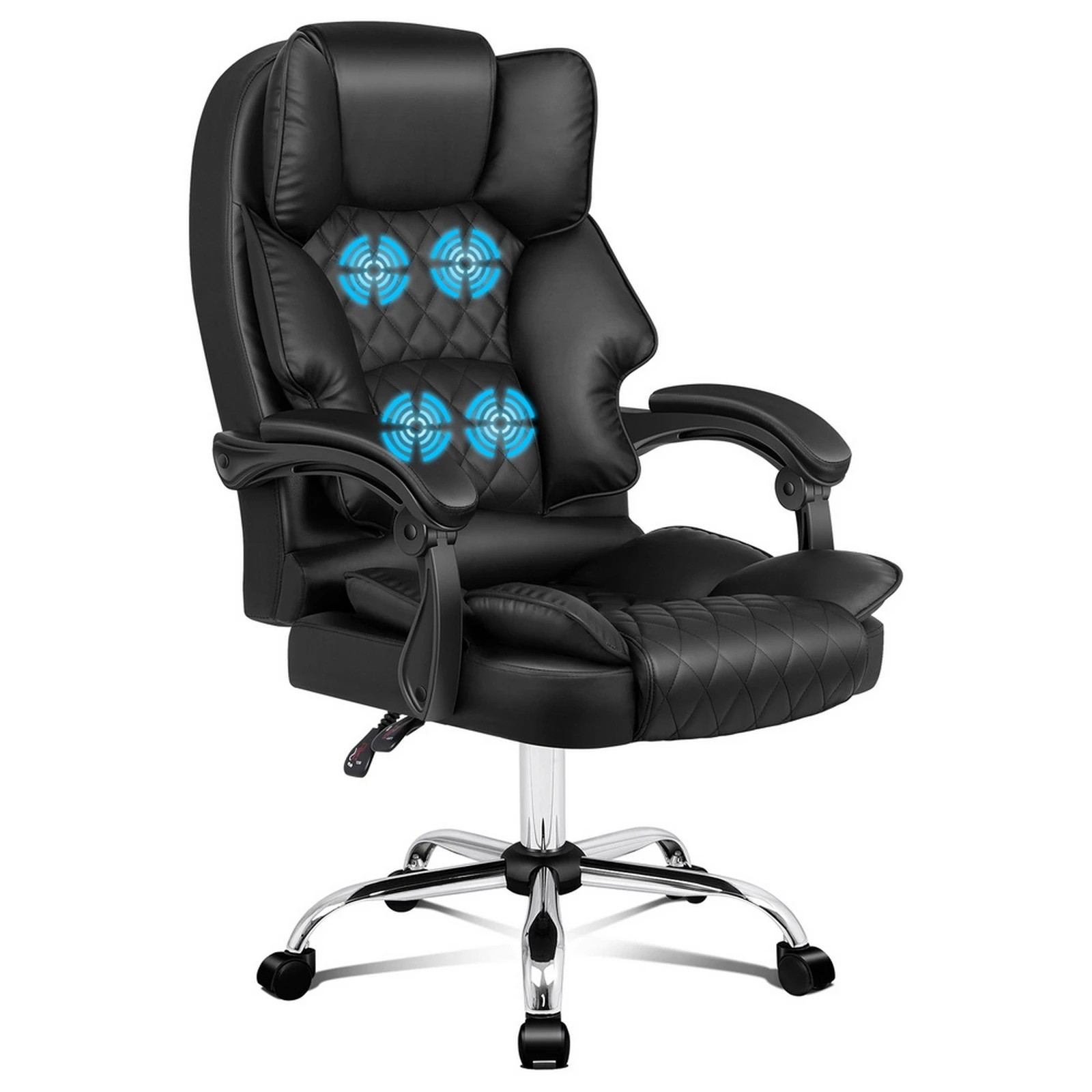 1 Alfordson Massage Office Chair Executive Computer PU Leather Seat Gaming - Black, 1 of 10
