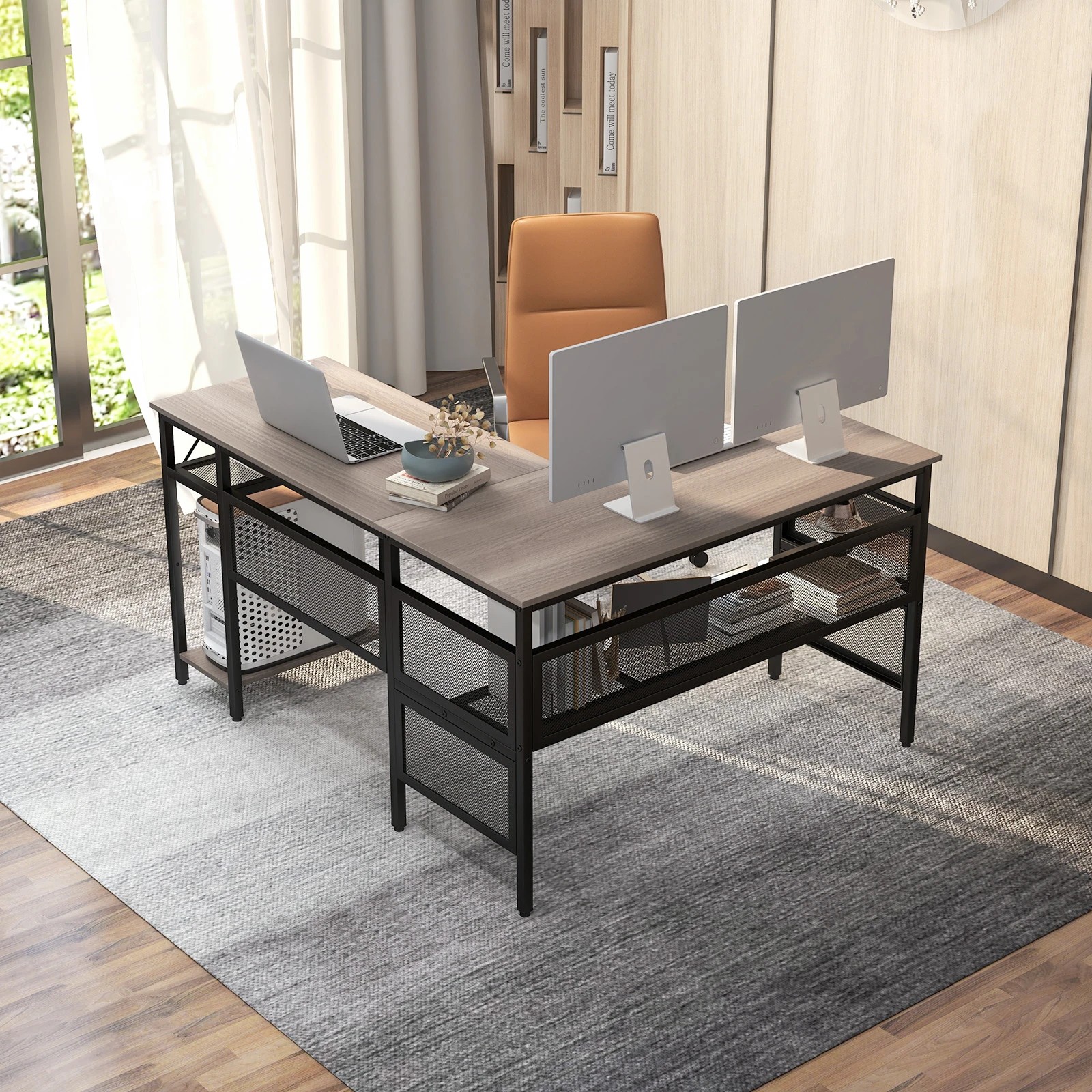2 Costway Corner Computer Desk Modern Gaming Writing Table PC Workstation w/CPU Stand, 2 of 3