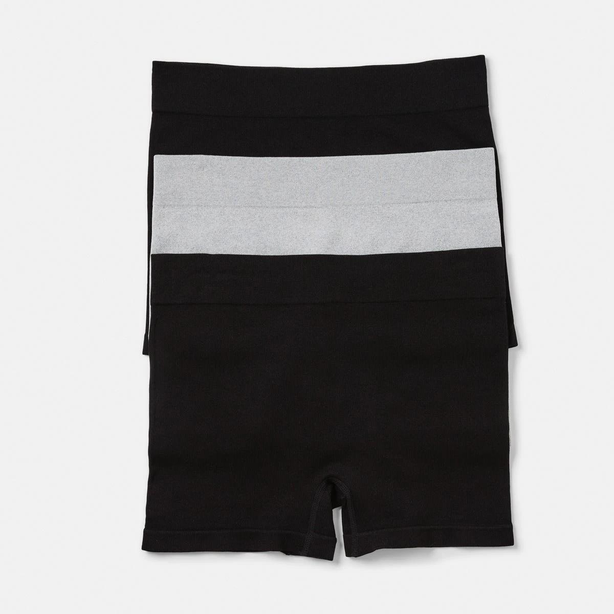 1 3 Pack Rib Shorties BLACK, GREY MARLE, BLACK, 1 of 7