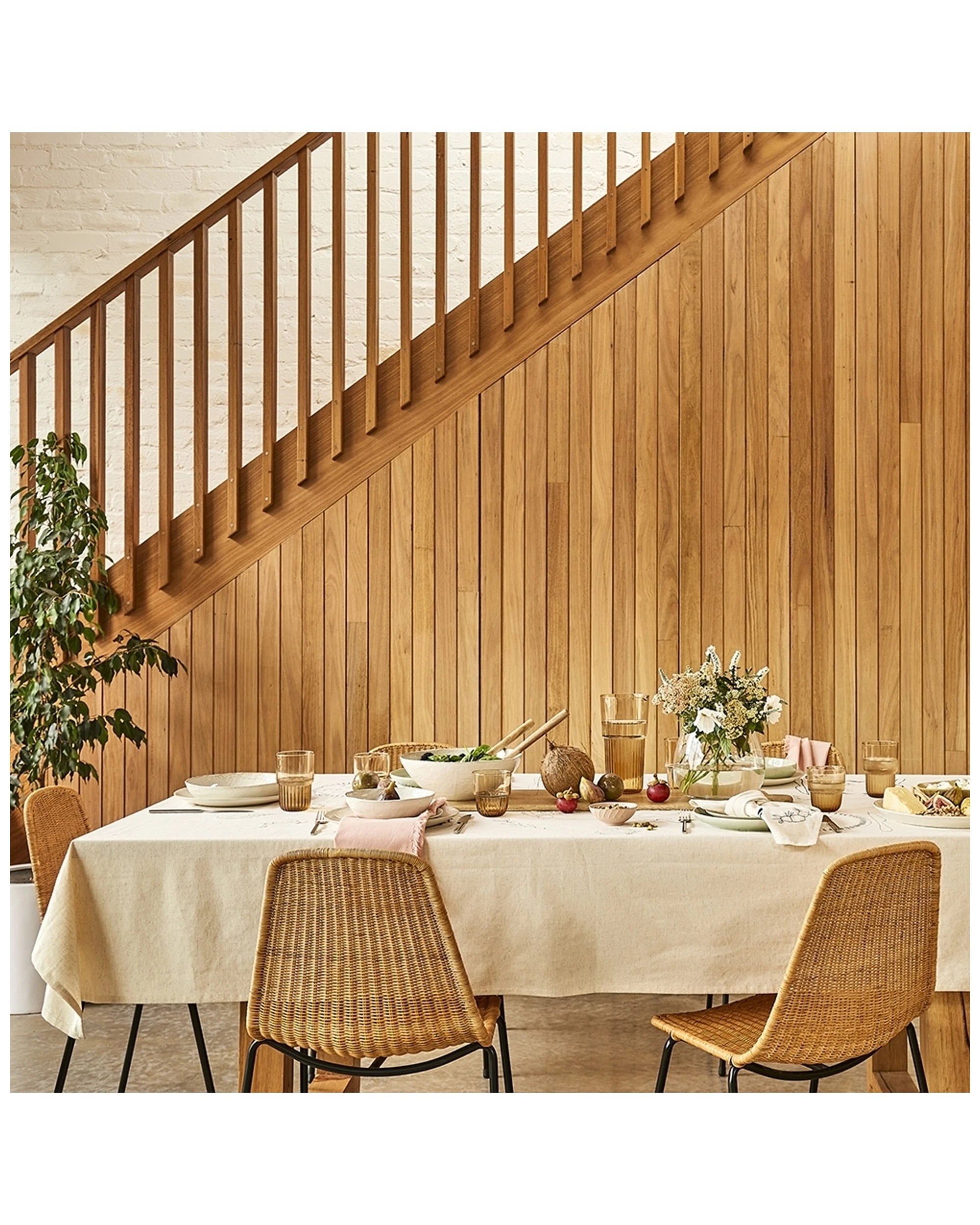 3 Ecology Cotton/linen Tableware Dining Feast Tablecloth Napkin 240cm Flax
 - Natural, 3 of 4