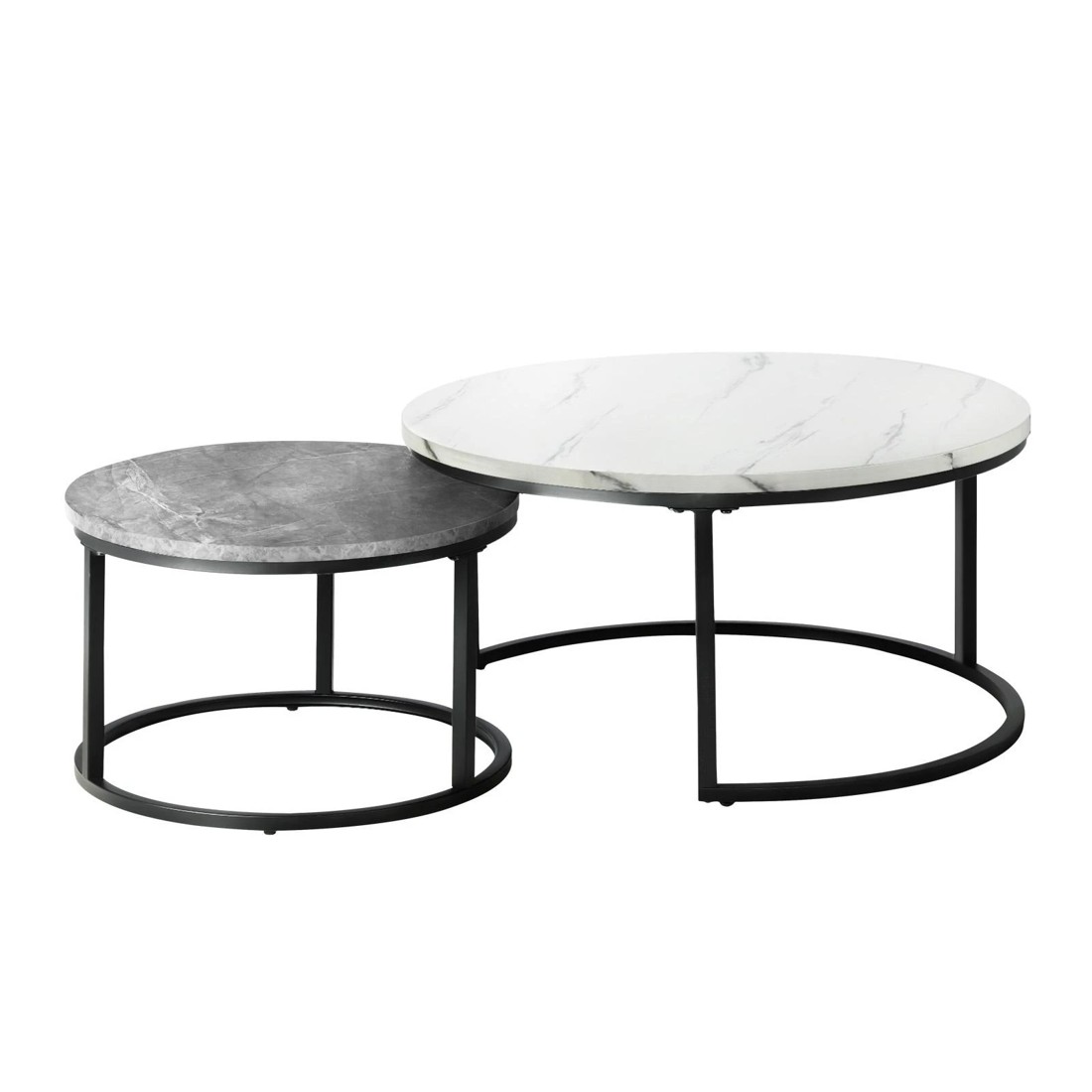 1 Oikiture Set Of 2 Coffee Table Round Nesting Side End Table
 - Multi, 1 of 10