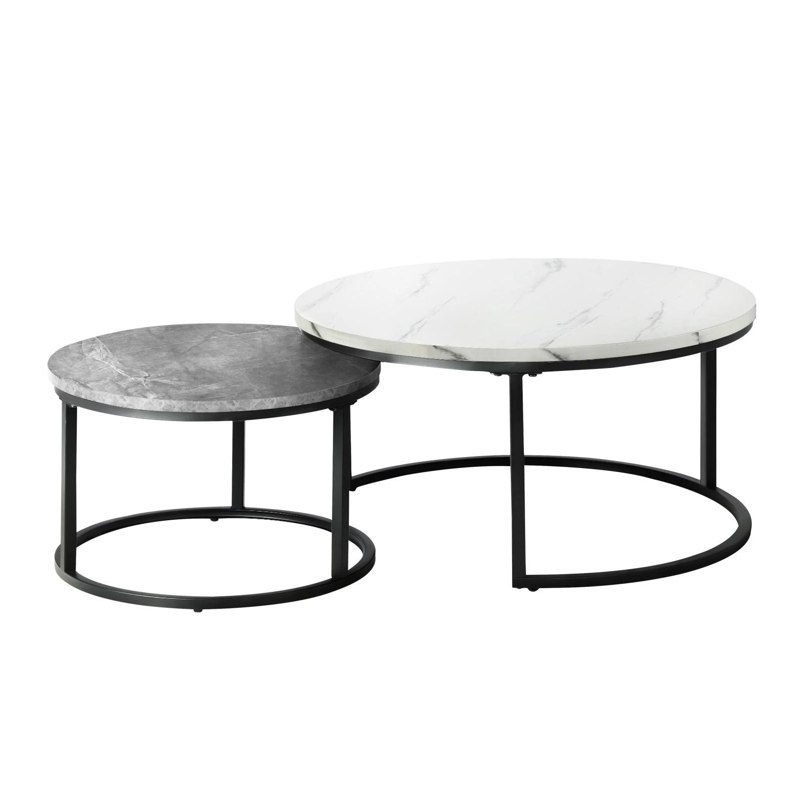 1 Oikiture Set Of 2 Coffee Table Round Nesting Side End Table
 - Multi, 1 of 10