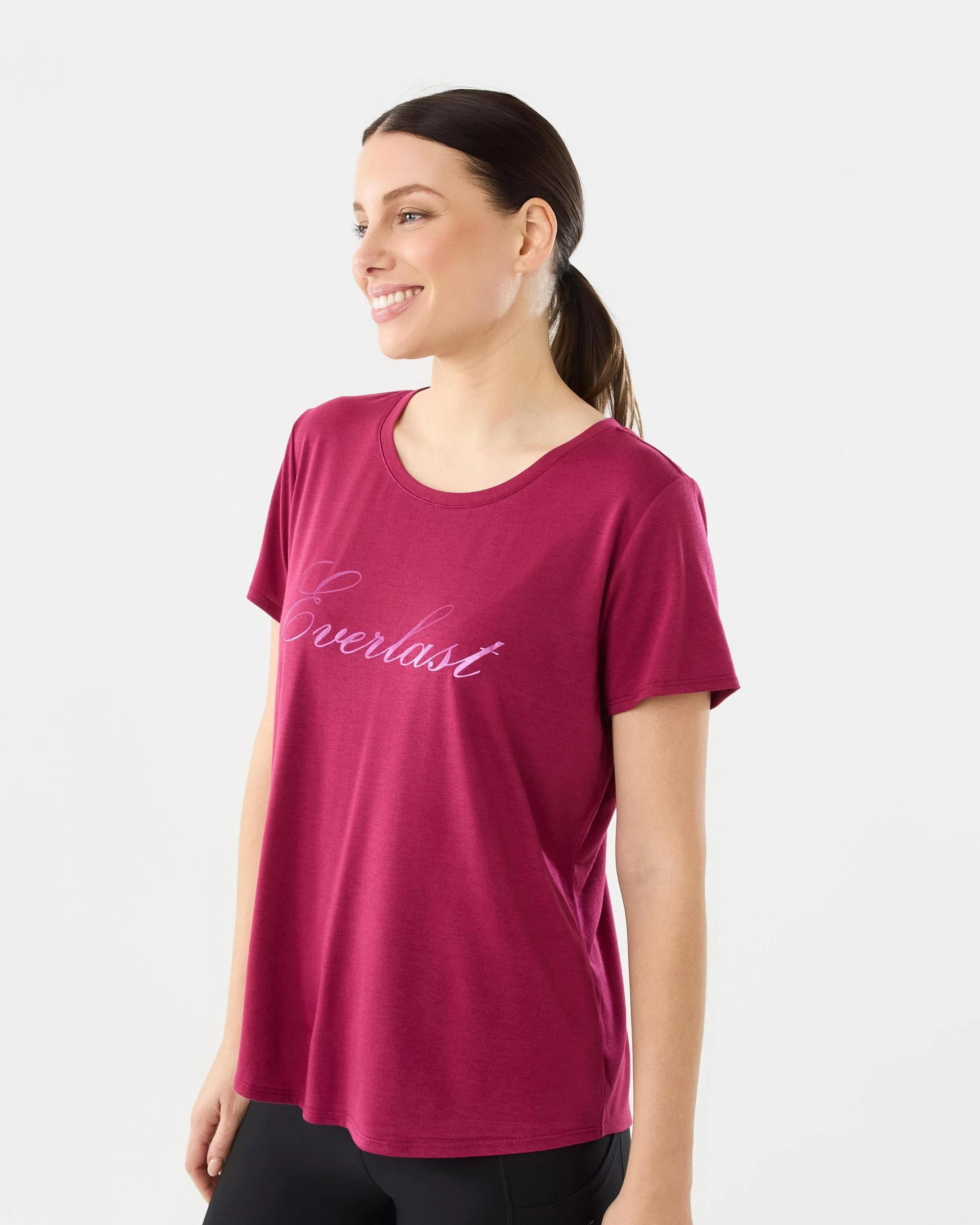 2 Everlast Womens Core Relaxed T-shirt Raspberry, 2 of 6