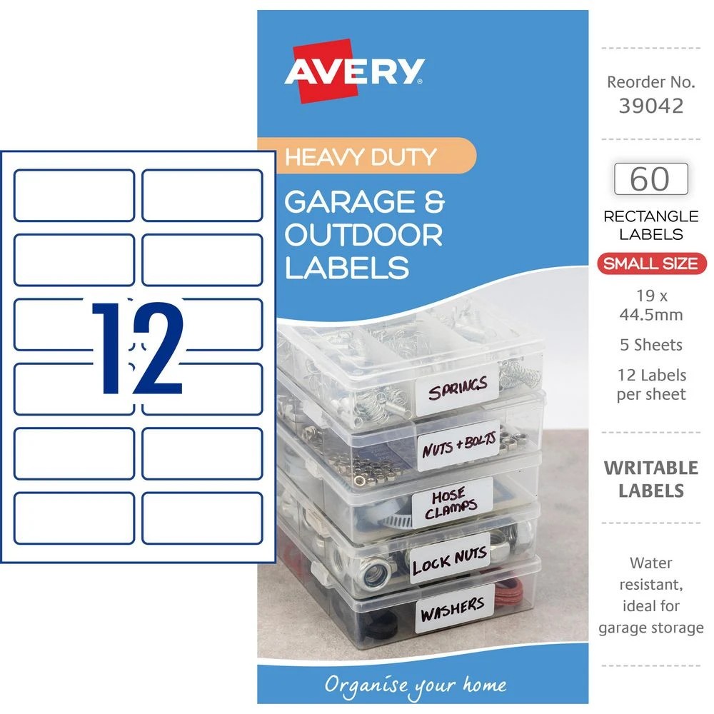 2 Avery 12UP Heavy Duty Outdoor Labels 5 Sheets, 2 of 5
