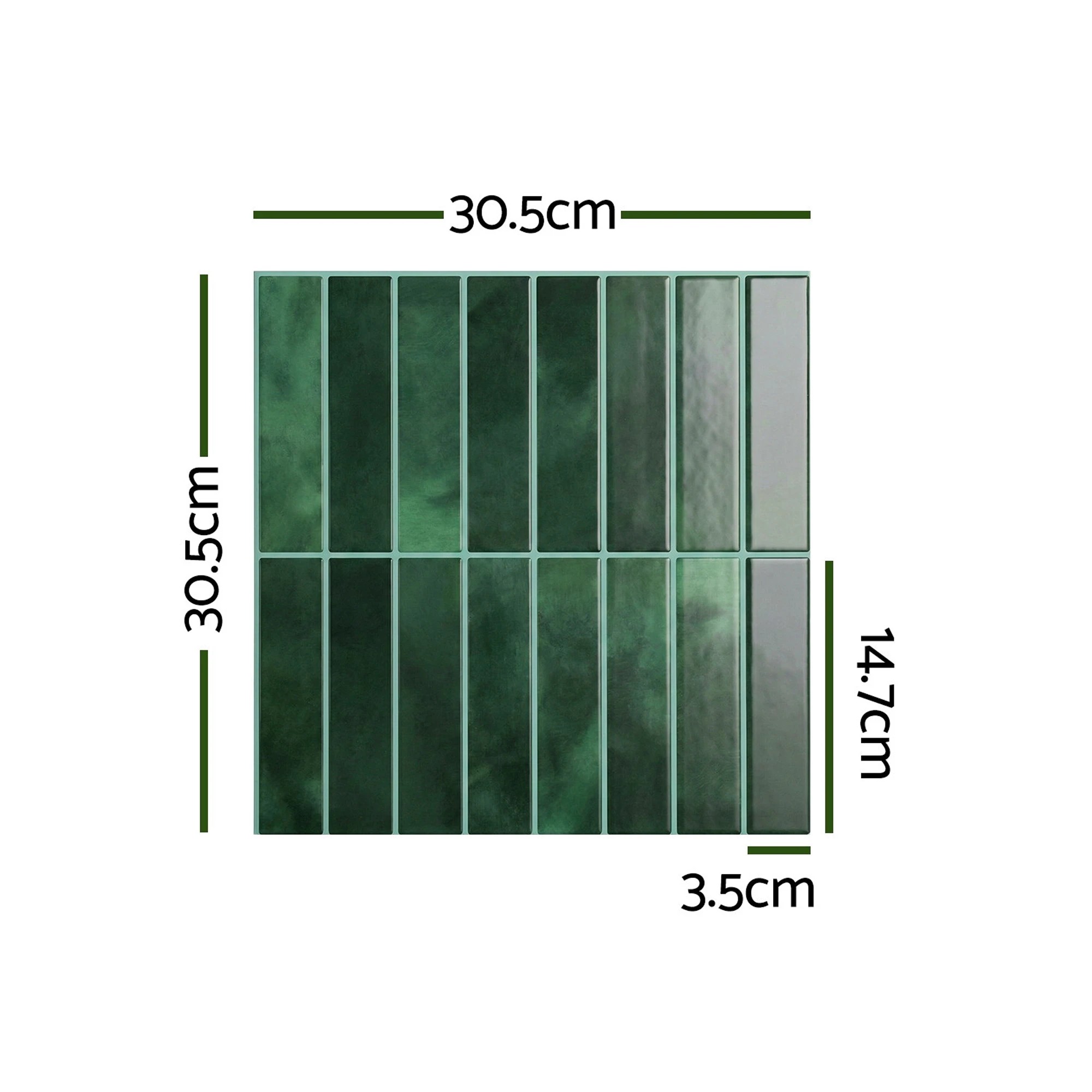 2 Artiss 3D Peel and Stick Wall Tiles Self Adhesive LinearGrid Backsplash 10 - Green, 2 of 8