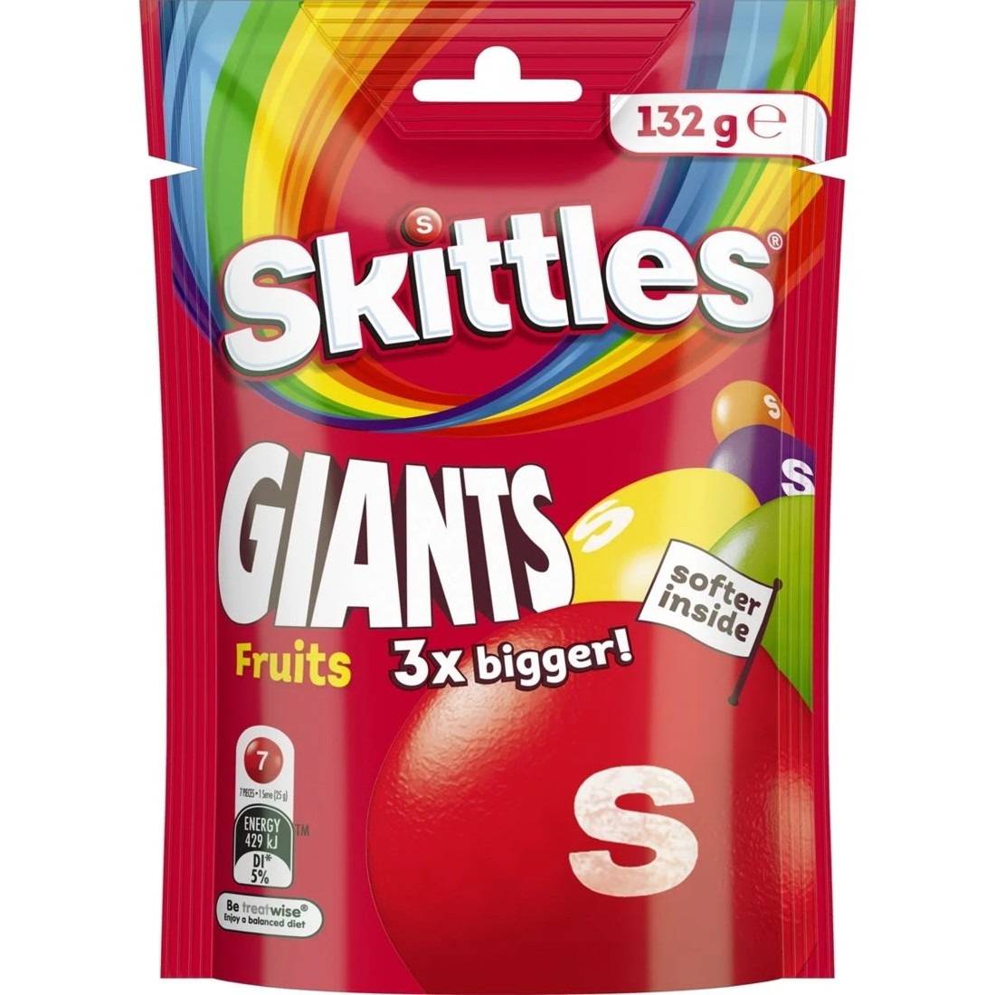 1 Skittles Giants Fruits Chewy Lollies Snack and Share Bag 132g, 1 of 6