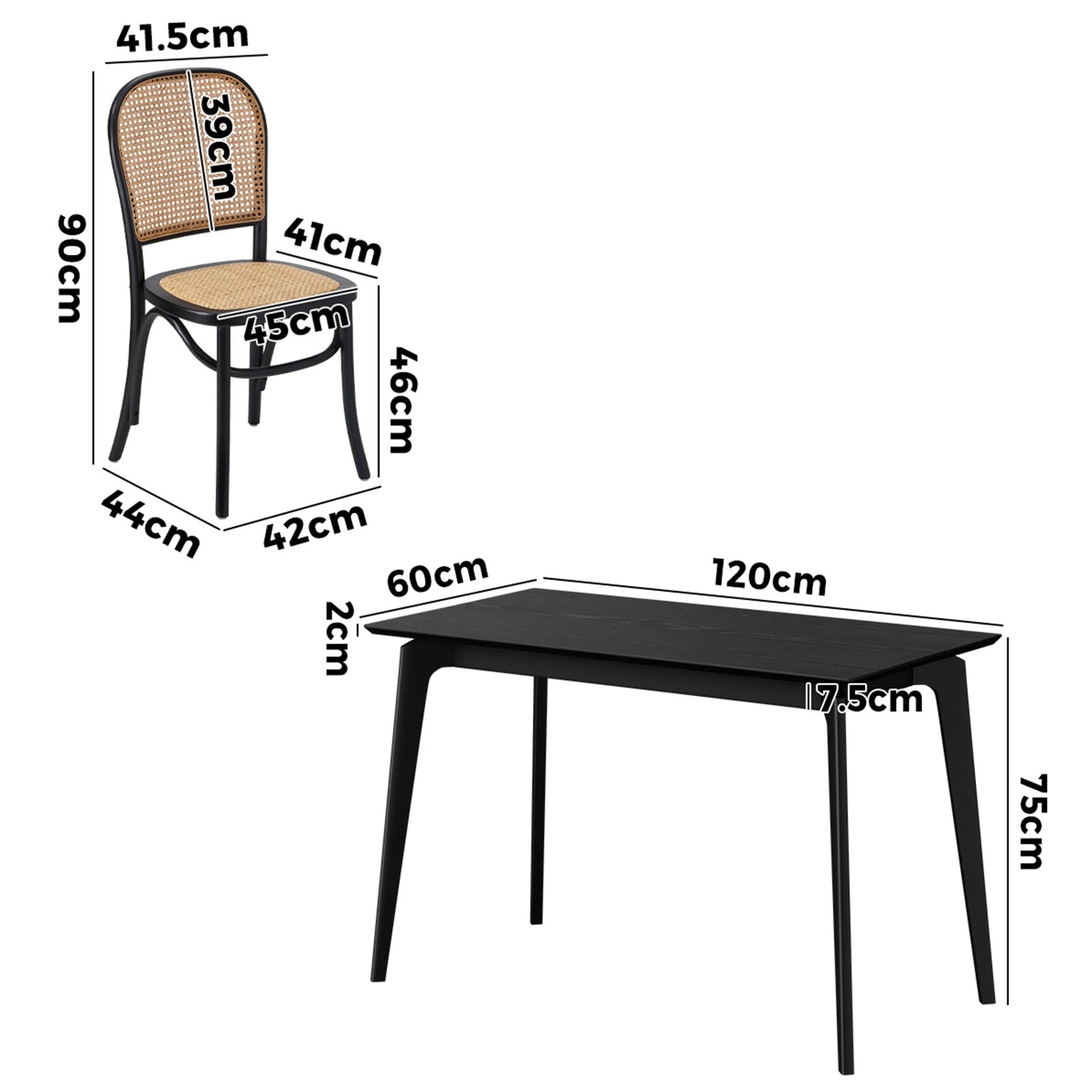 2 Oikiture 5PCS Dining Table Set Rectangle Dining Table and Chairs - Black, 2 of 10