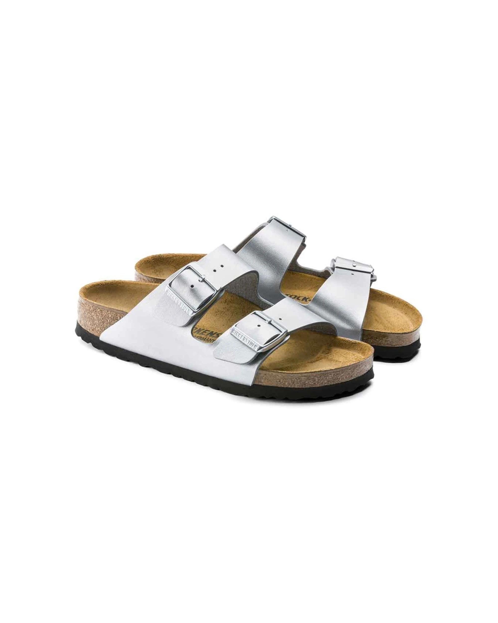4 Birkenstock Arizona Birko-Flor Sandals Narrow Width SILVER, 4 of 6