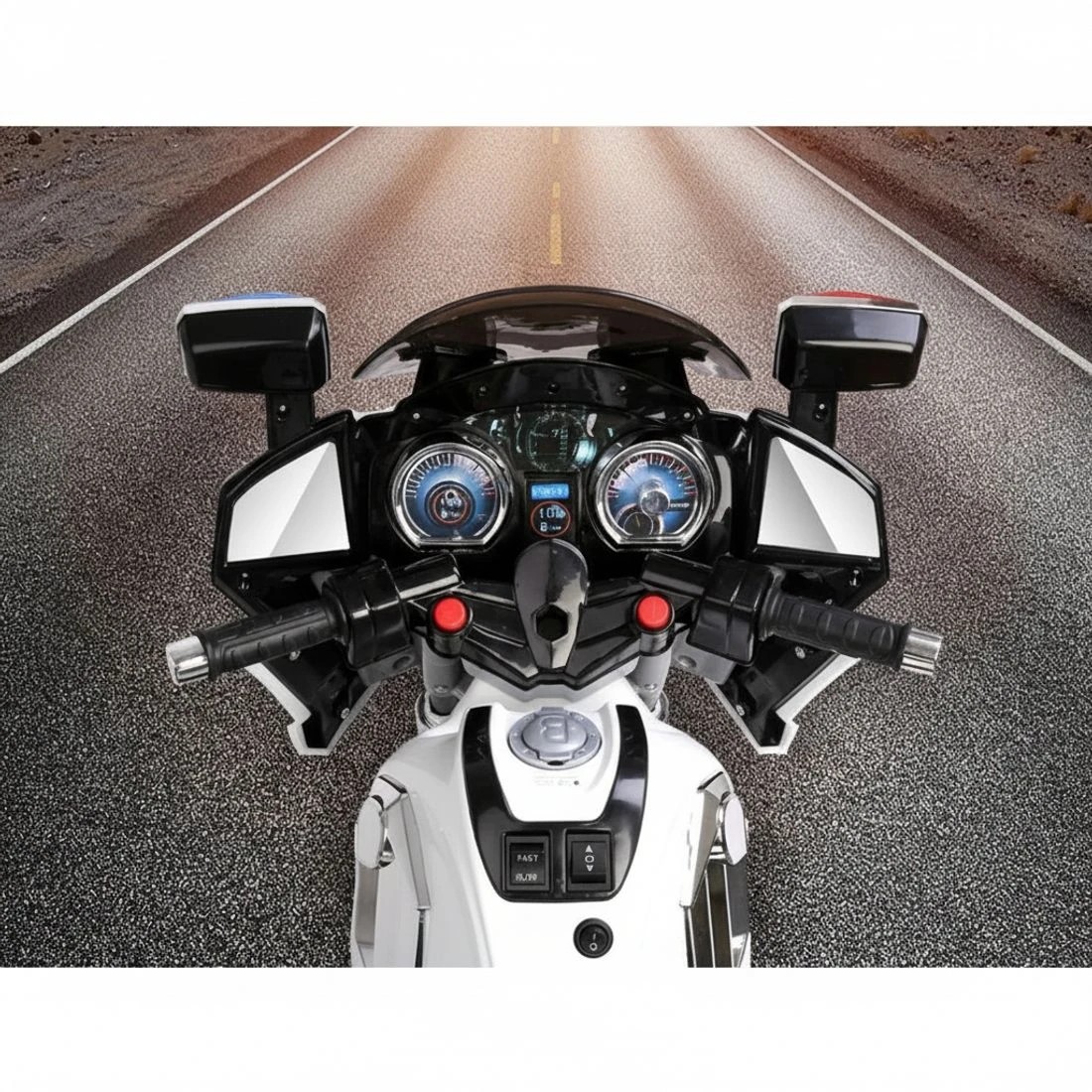 6 Rigo Kids Electric Ride On Patrol Police Car 6V Battery - White, 6 of 7