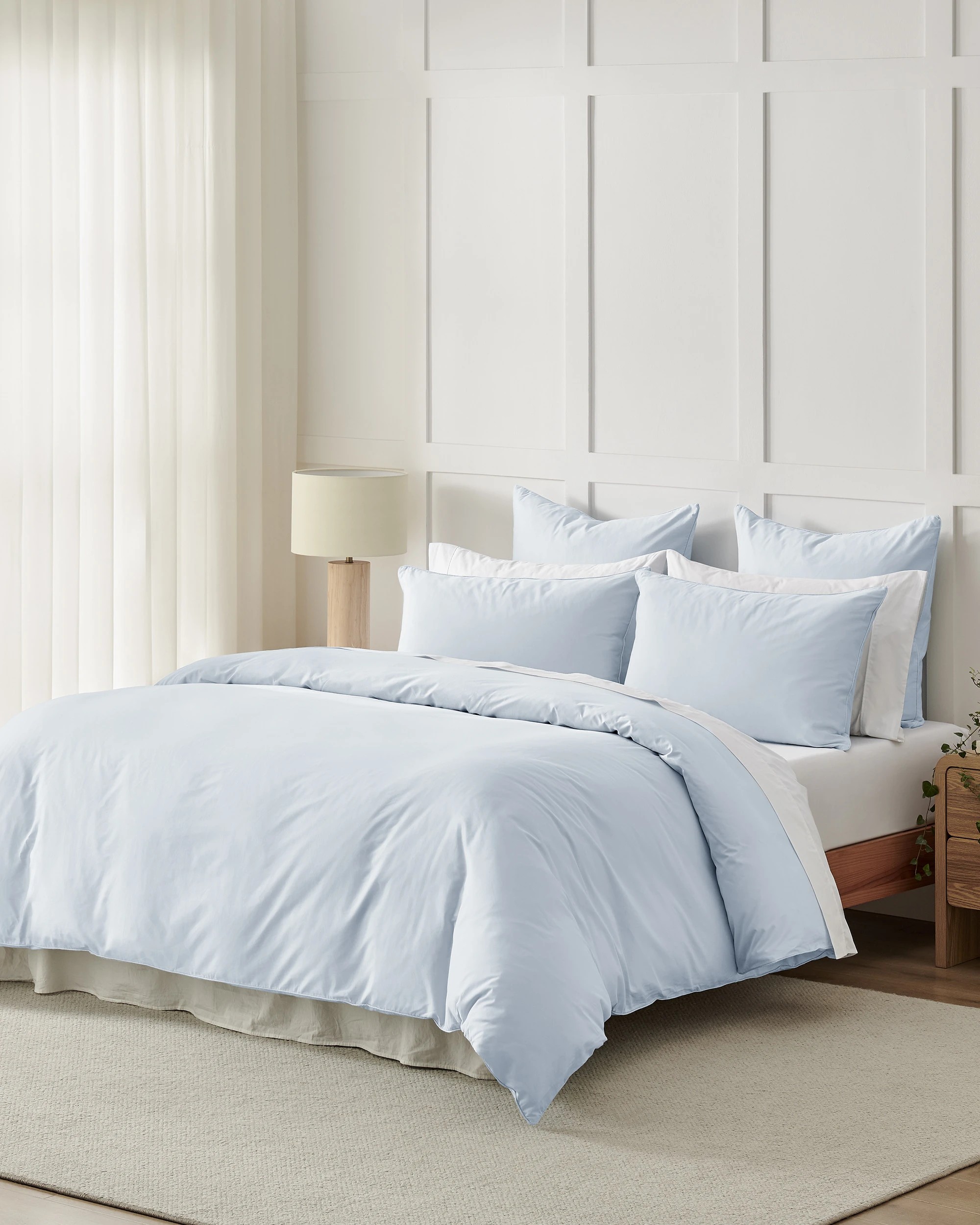 9 Dreamaker 400TC Premium Cotton Sateen Piped Quilt Cover Set - Single Bed - Sky, 9 of 10