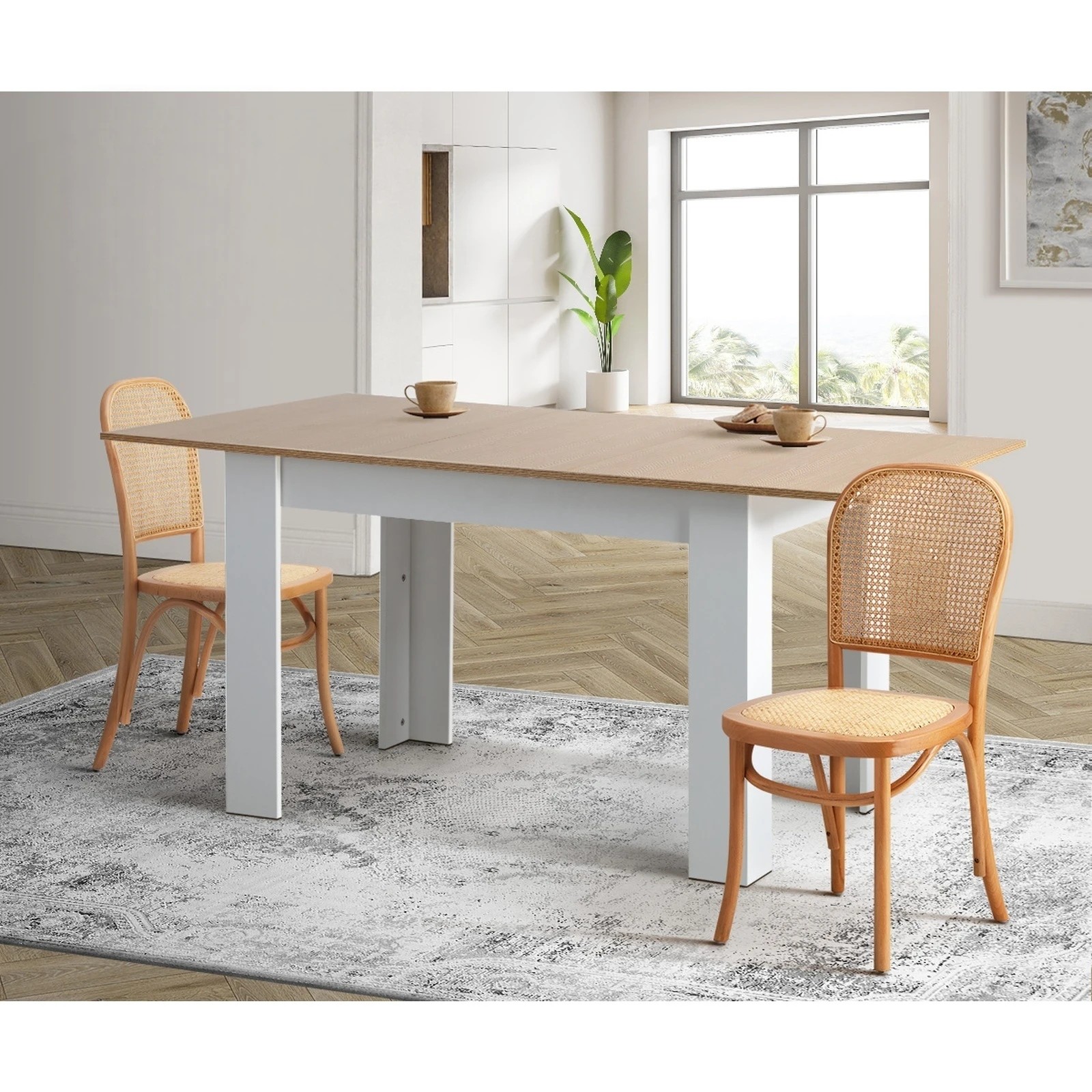 9 Oikiture 2pcs Dining Chairs Wooden Chairs Rattan Accent Chair
 - Beige, 9 of 10