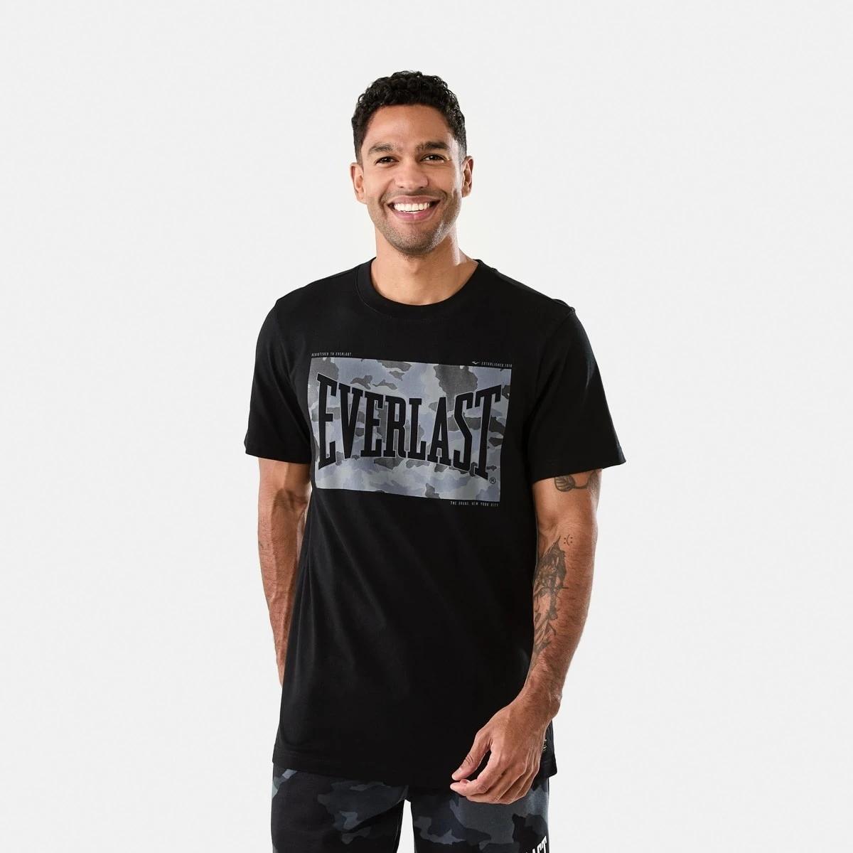 1 Everlast Mens Camo Crew Neck T-shirt Black, 1 of 7