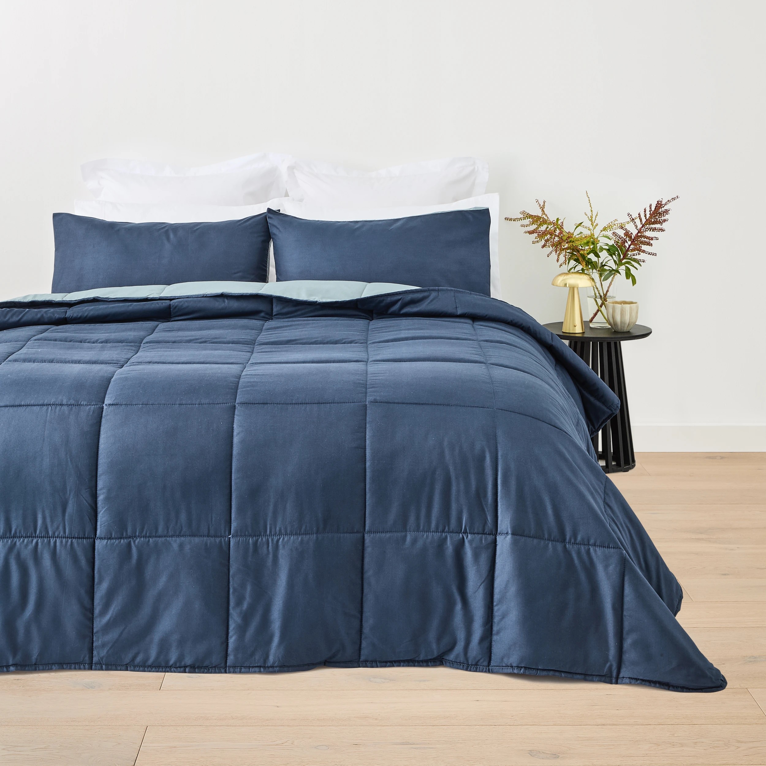 1 Reversible Comforter Set - Queen Bed, Indigo, 1 of 7