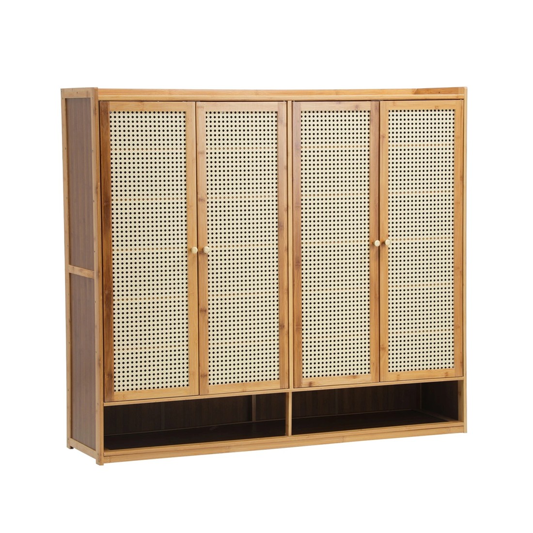 6 Oikiture Shoe Storage Cabinet Shoes Rack Organiser Shelf 4 Doors Rattan
 - Natural, 6 of 8