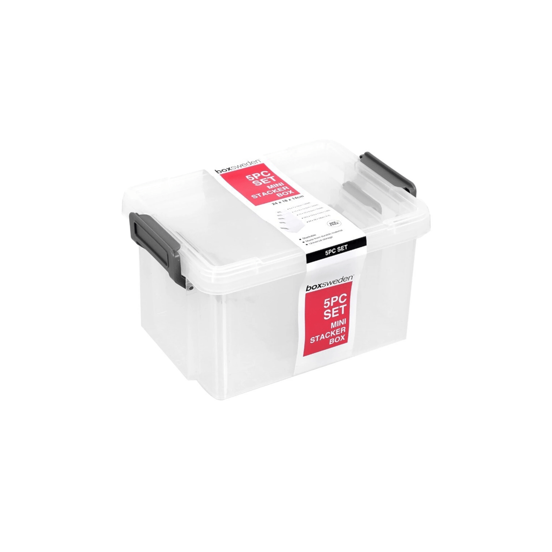 5 Boxsweden Mini Stacker Box Set 5Pc 2PK Stackable Storage Container Set
 - plain, 5 of 5