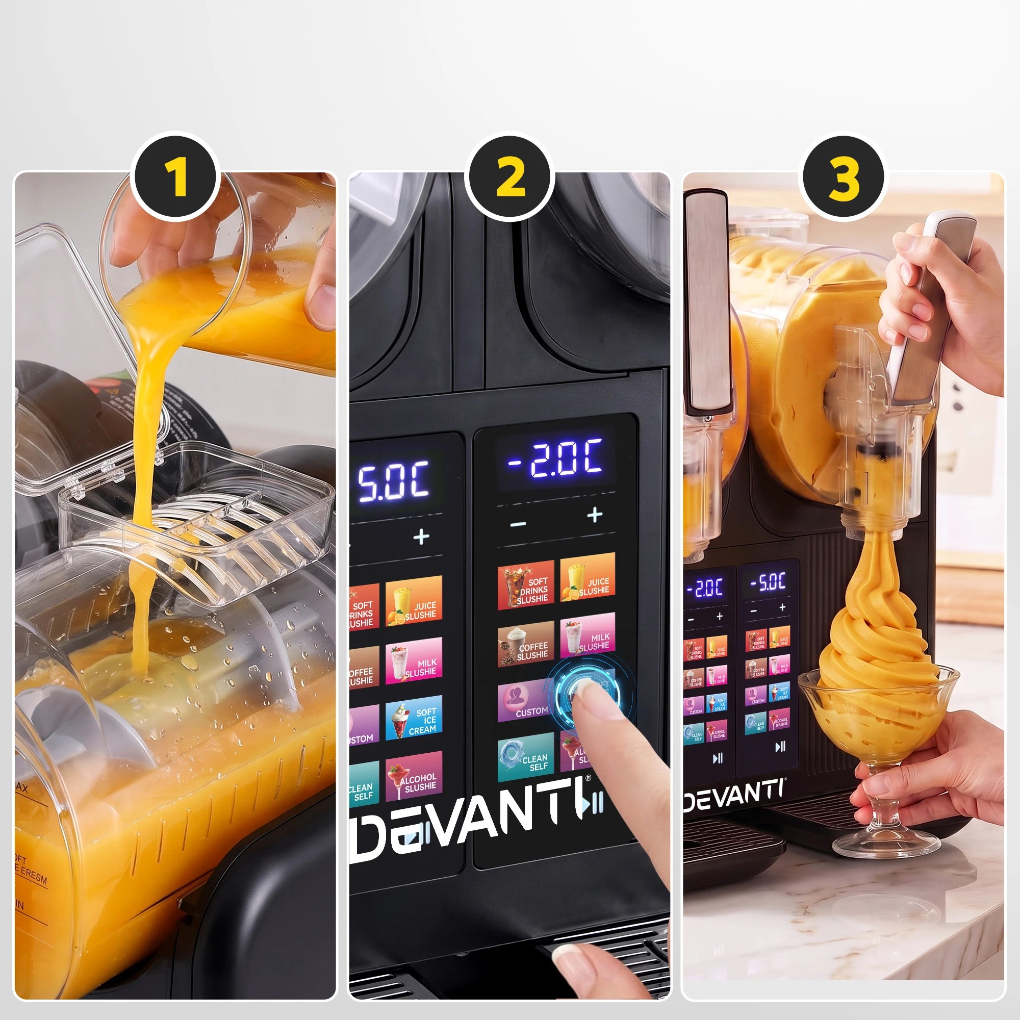 9 Devanti 4L Slushie Machine Dual Tanks Ice Cream Frozen Drink Slush Maker - Black, 9 of 10
