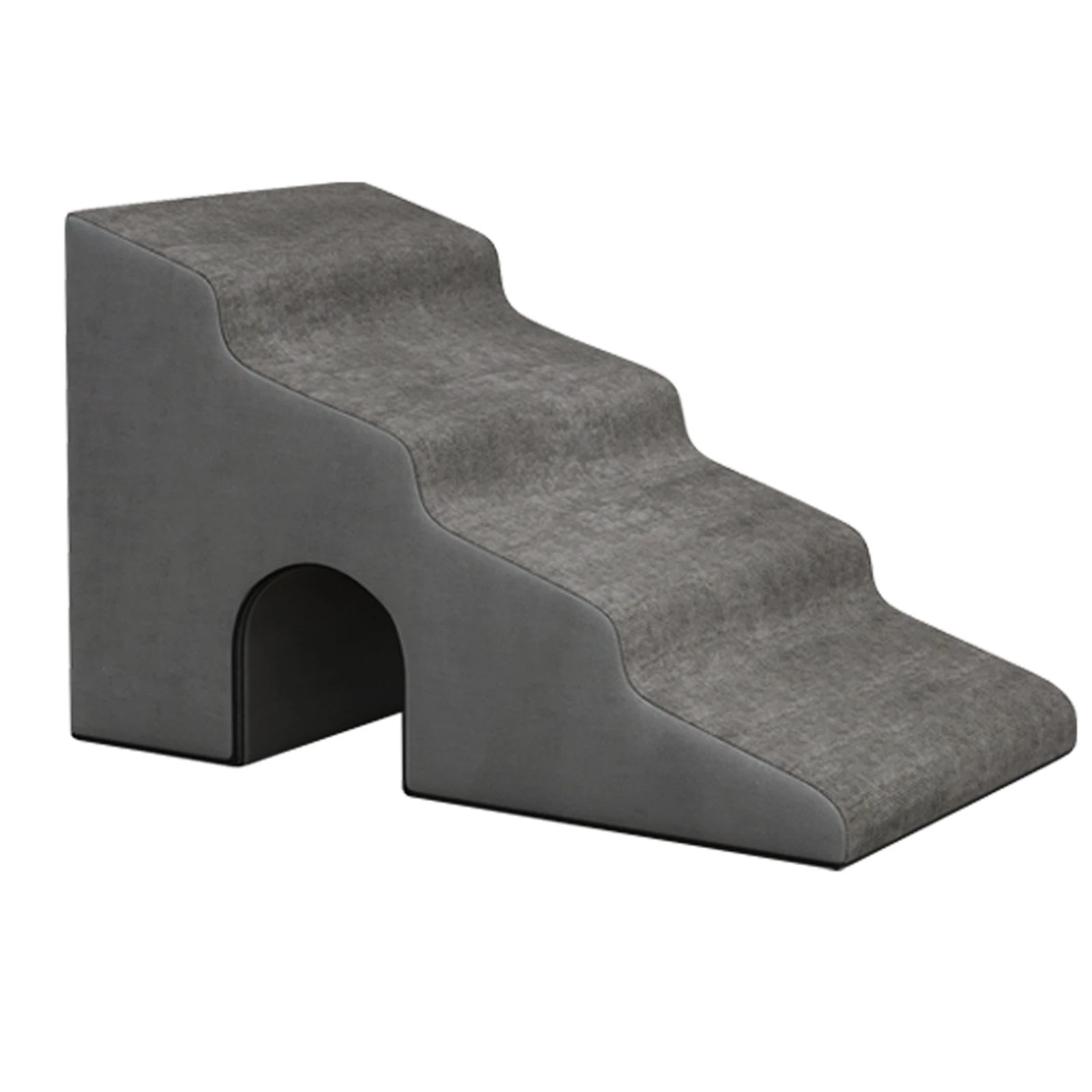 1 Costway 4-Tier Pet Foam Ramp Pet Stairs Climbing Ladders - Grey, 1 of 2