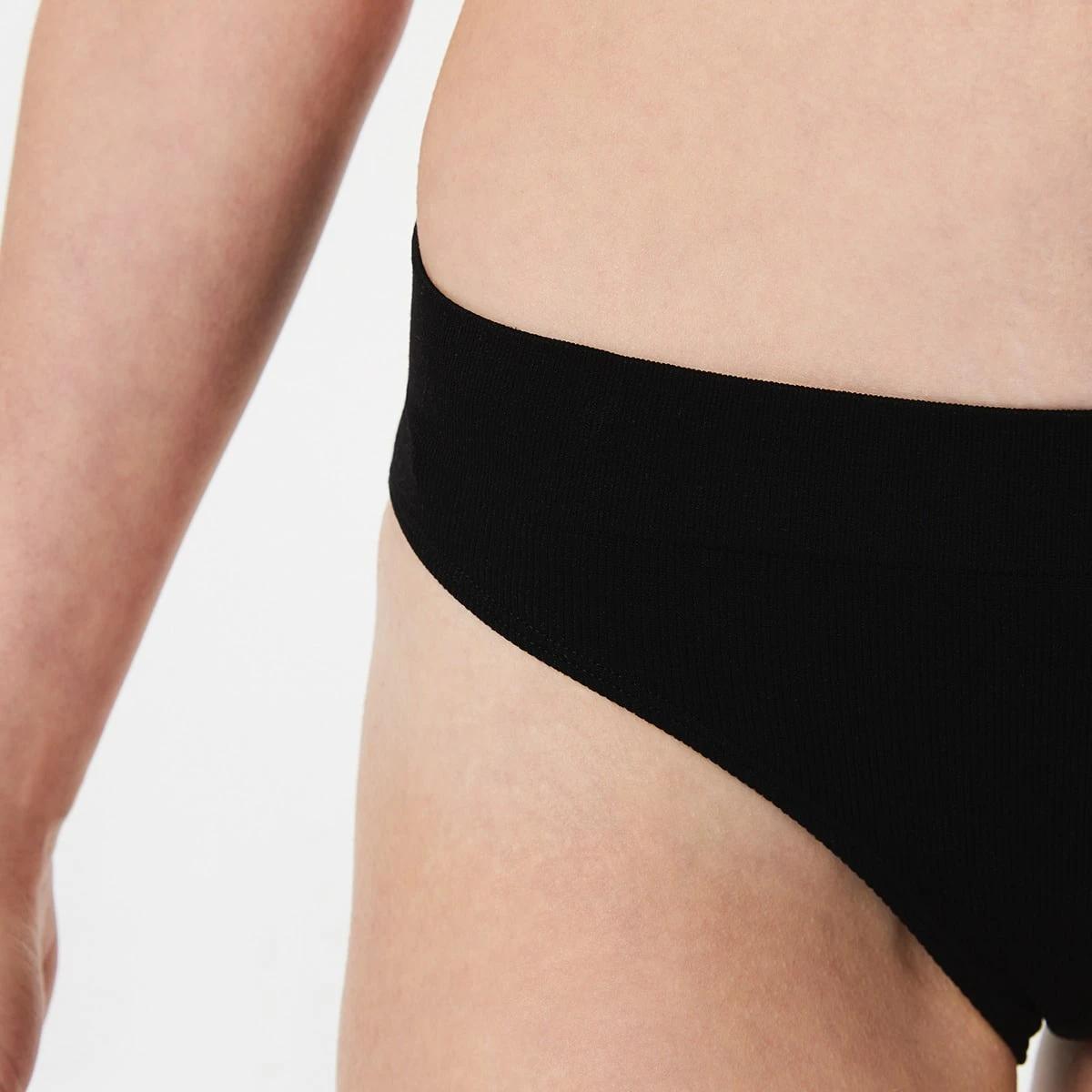 7 3 Pack Ribbed Seamfree Hi-Waist Bikini Briefs BLACK, GREY MARLE, BLACK, 7 of 7