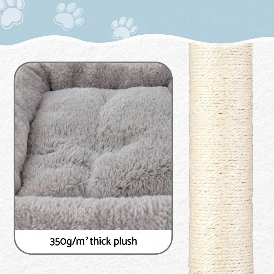 6 i.Pet Cat Tree 67cm Tower Scratching Post Trees Scratcher Condo House Light - Grey, 6 of 6