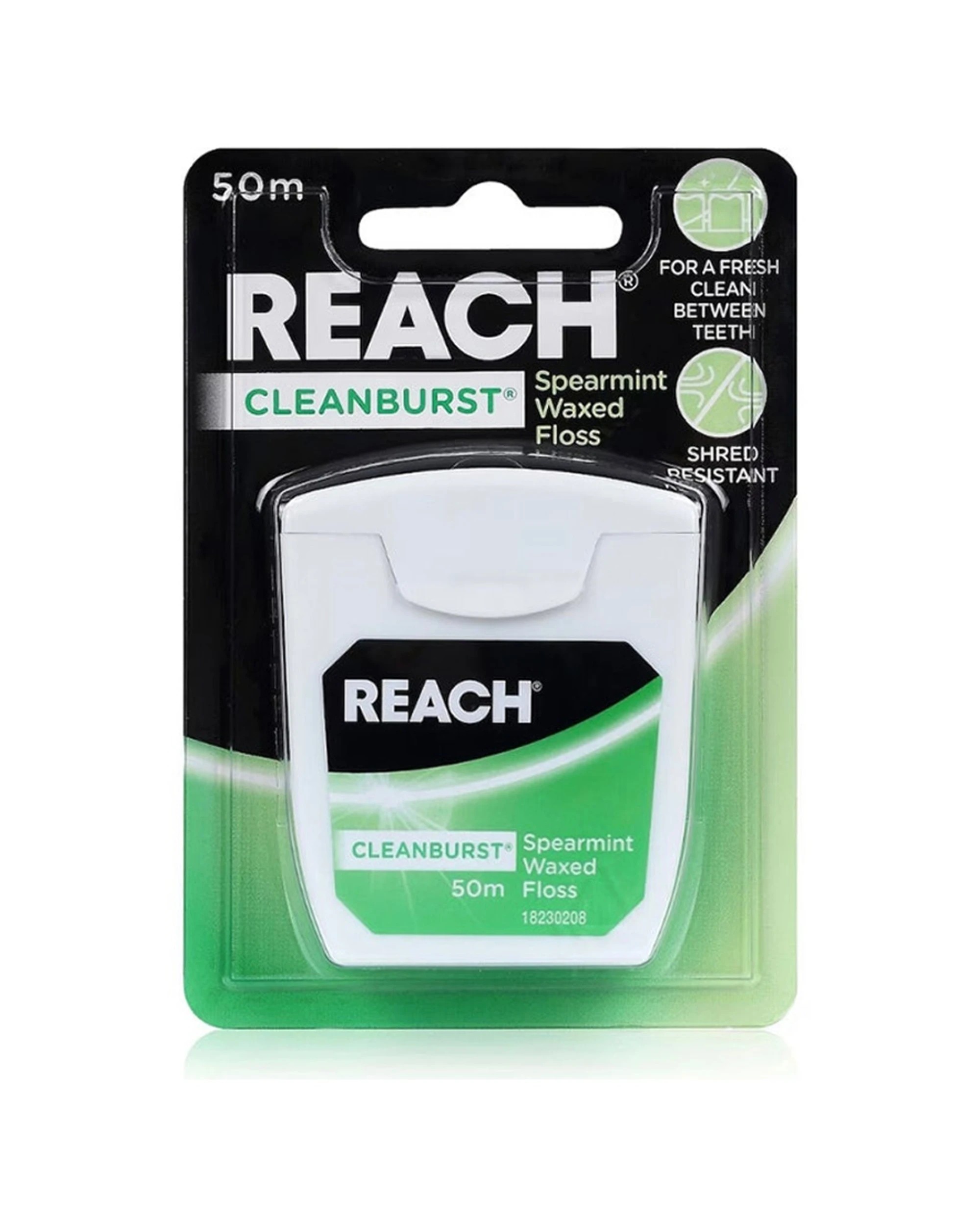 1 Reach CleanBurst Spearmint Waxed Dental Floss 50m - White, 1 of 1