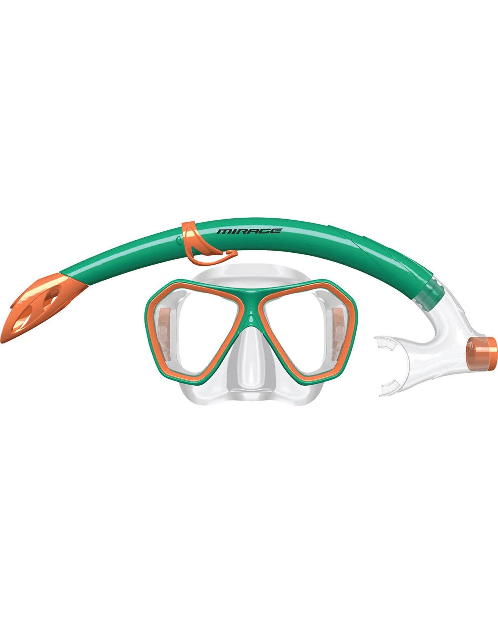 1 Mirage Splash Junior Silicone Mask And Snorkel Set Snorkelling Accessory Peach - Green, 1 of 1
