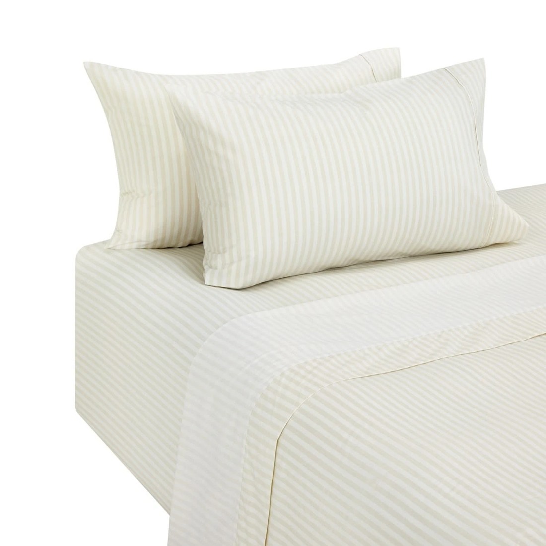 5 250 Thread Count Stripe Cotton Sheet Set - Double Bed, Natural, 5 of 7