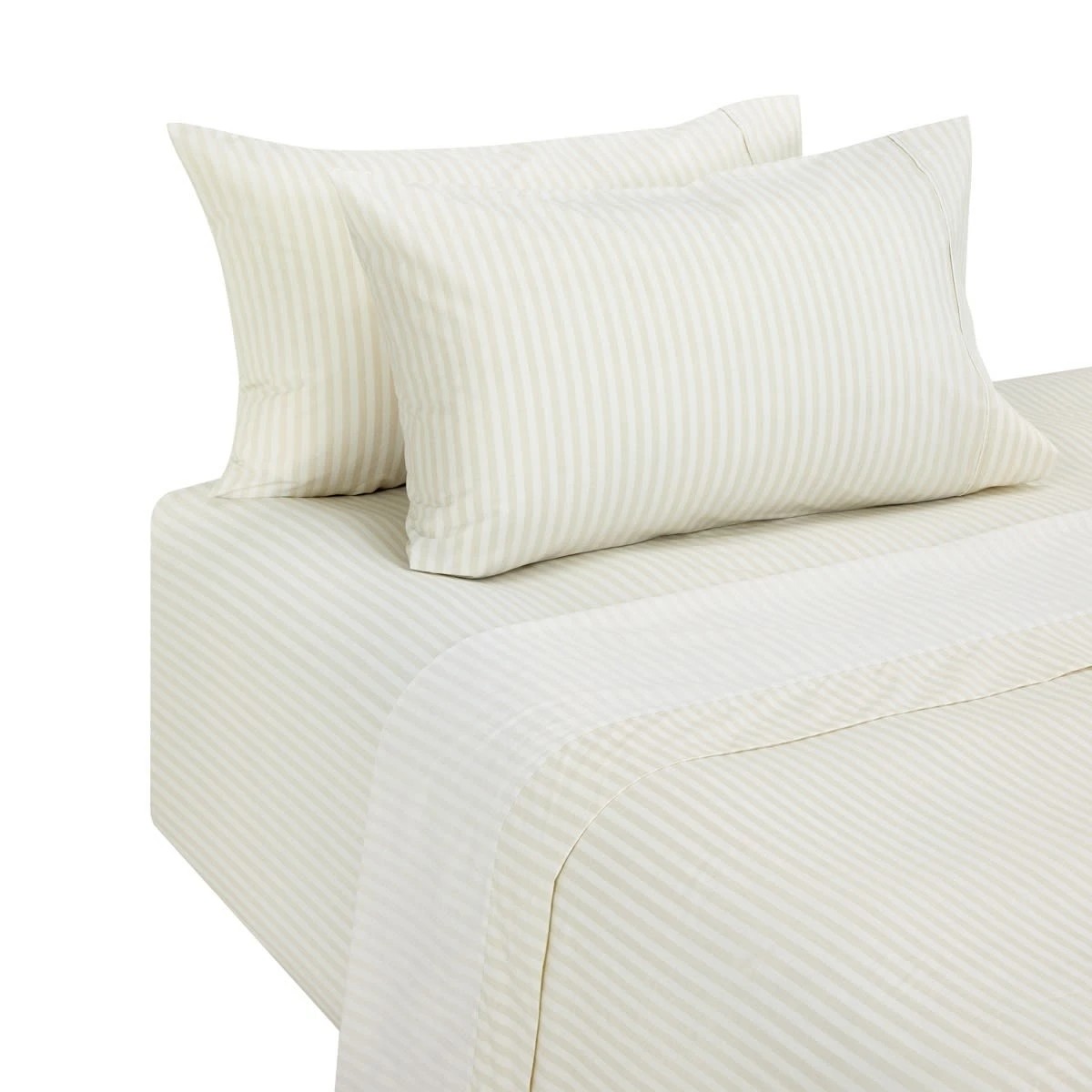 5 250 Thread Count Stripe Cotton Sheet Set - Double Bed, Natural, 5 of 7