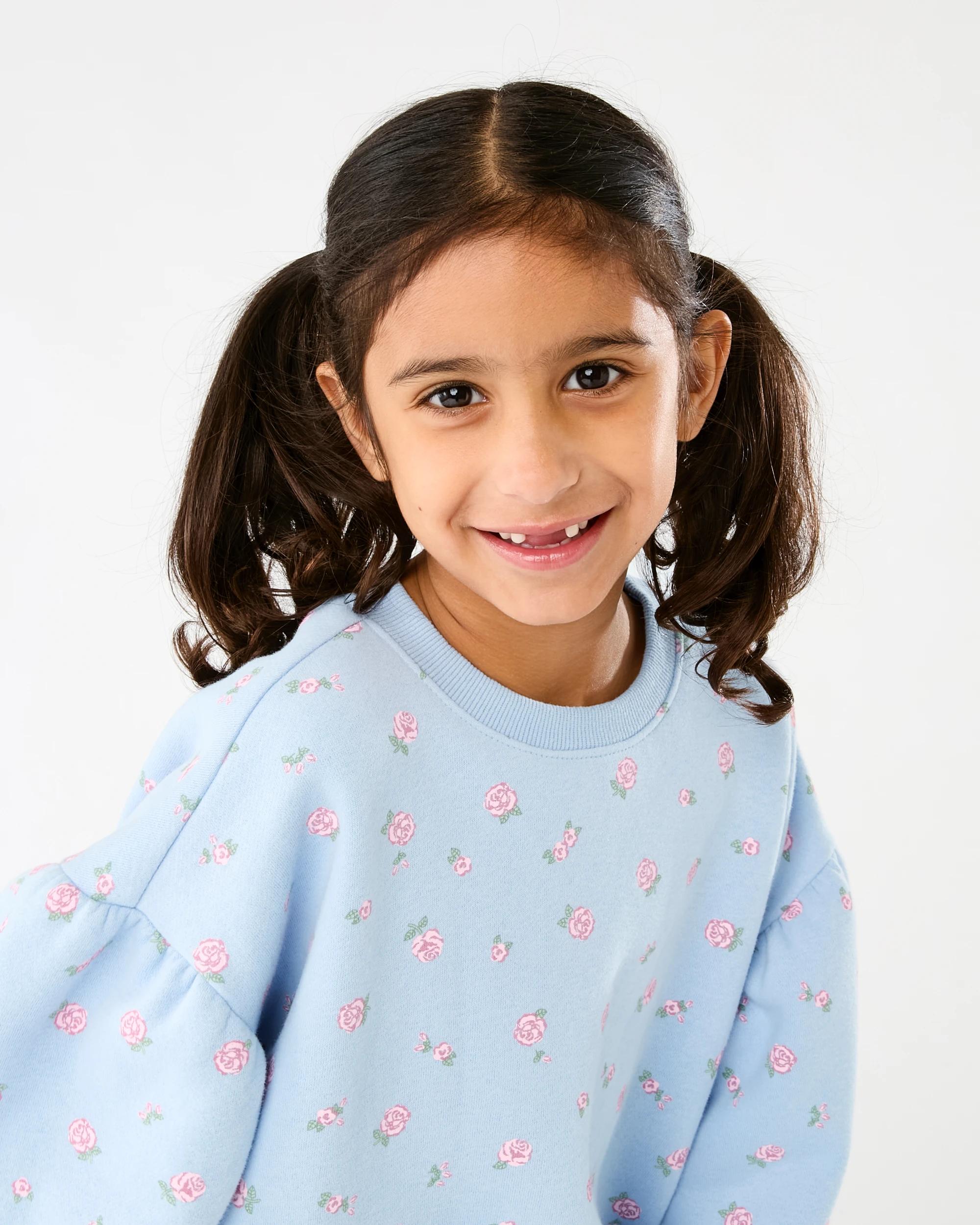 3 Oversized All Over Print Crew Neck Sweatshirt Blu Rose, 3 of 7