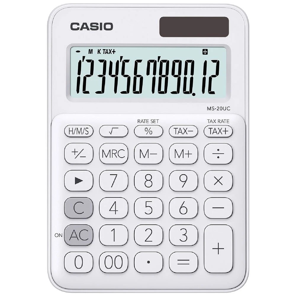 1 Casio 12 Digit Desktop Calculator White MS20UC, 1 of 4
