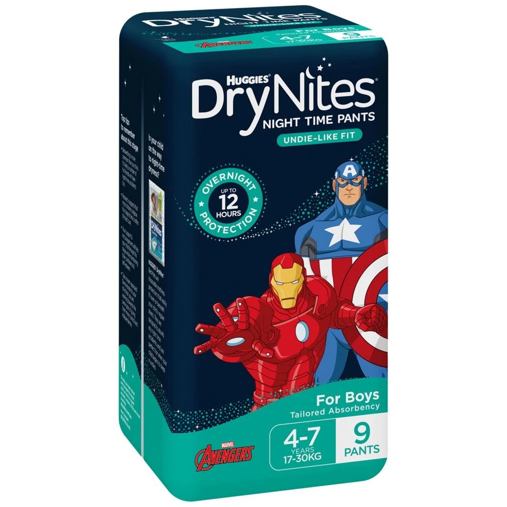 1 Huggies DryNites Pyjama Pants Size 4 Boy 9 Pack, 1 of 10