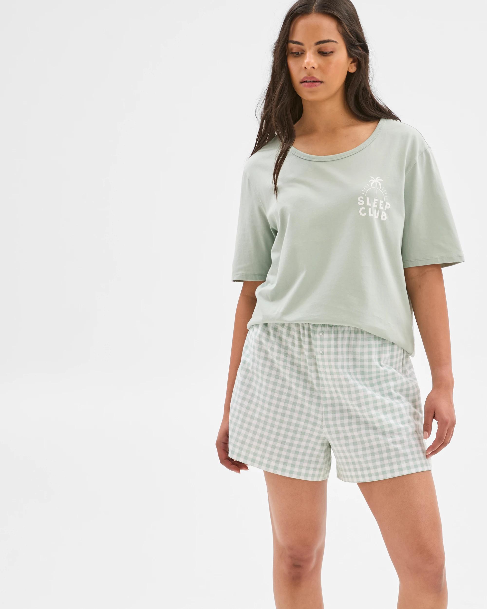 2 Target Woman Womens Australian Cotton Jersey Sleep Boxer Shorts GINGHAM, 2 of 6
