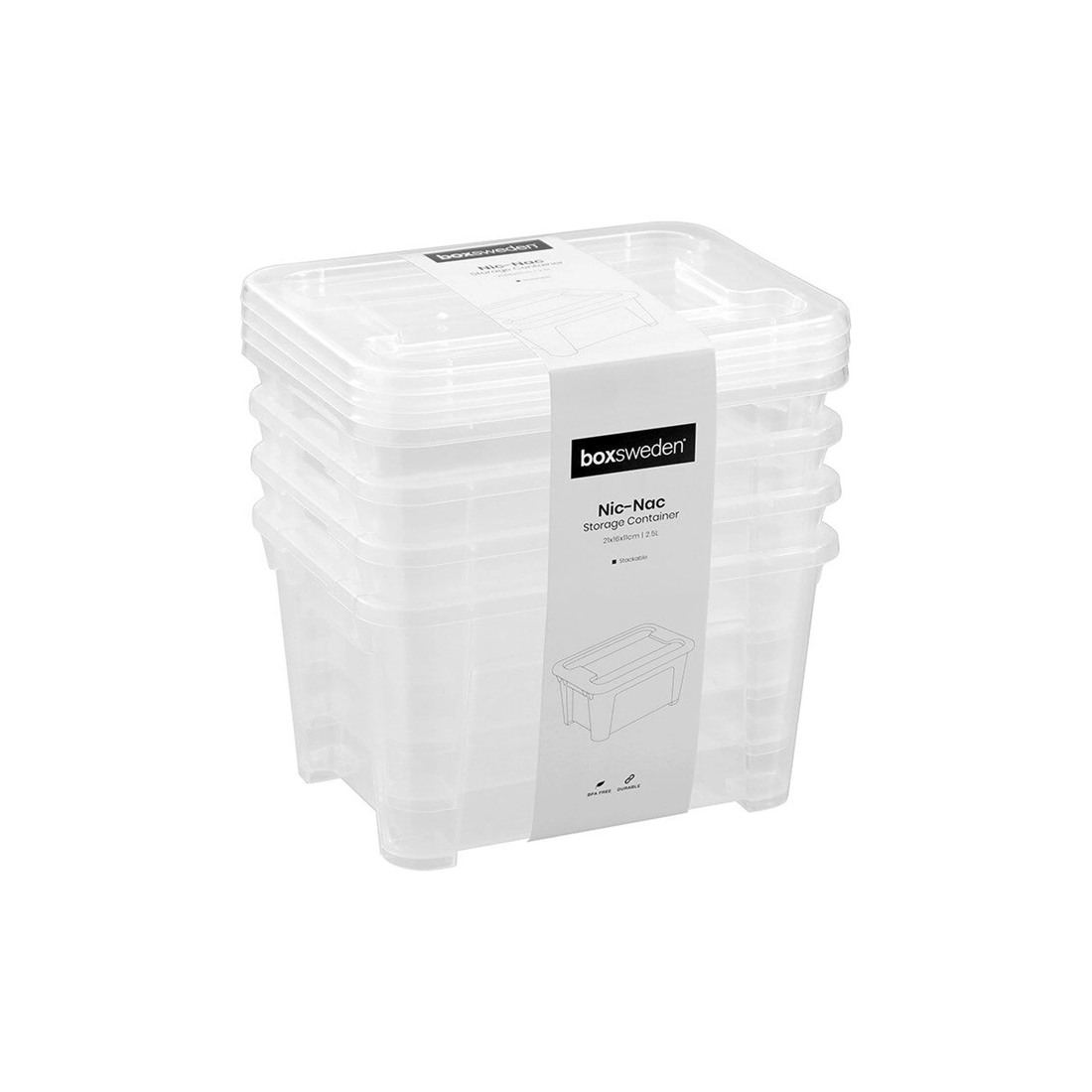 2 Boxsweden Nic-Nac Storage Container 3 Pack 2.5L Stackable Durable Plastic
 - plain, 2 of 9