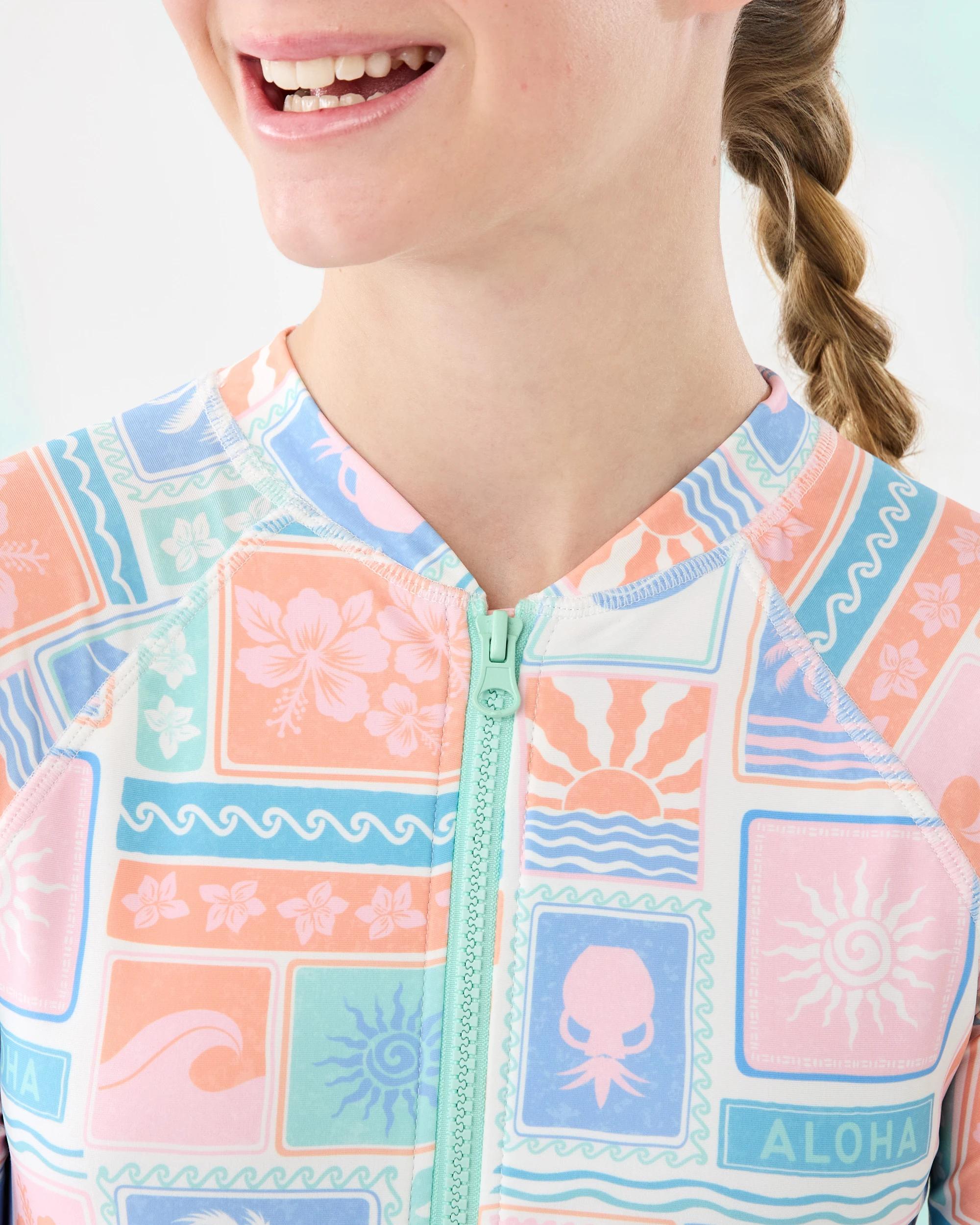 3 Long Sleeve All Over Print Quarter Zip Bather Surf Multi, 3 of 6